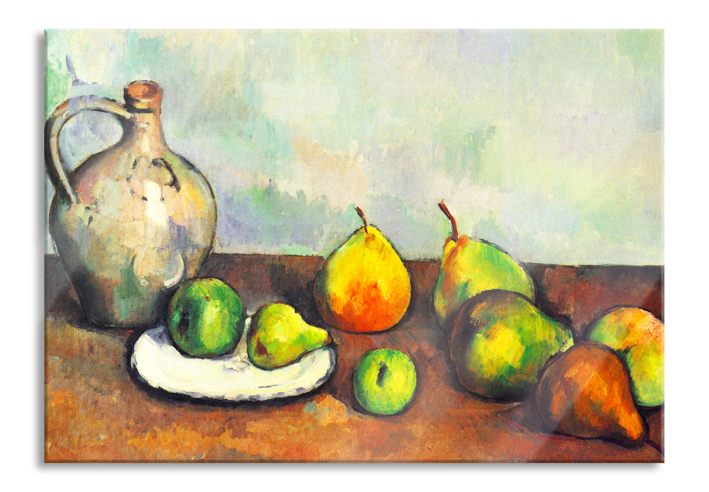 Paul Cézanne - Stillleben Krug und Früchte  , Glasbild