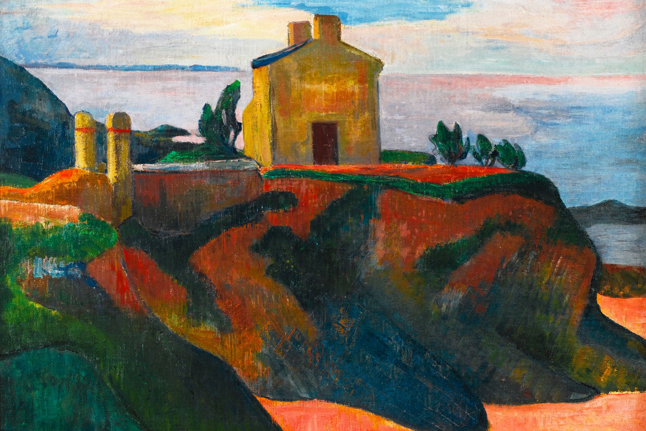 Paul Gauguin - LA MAISON DU PAN-DU, Glasbild