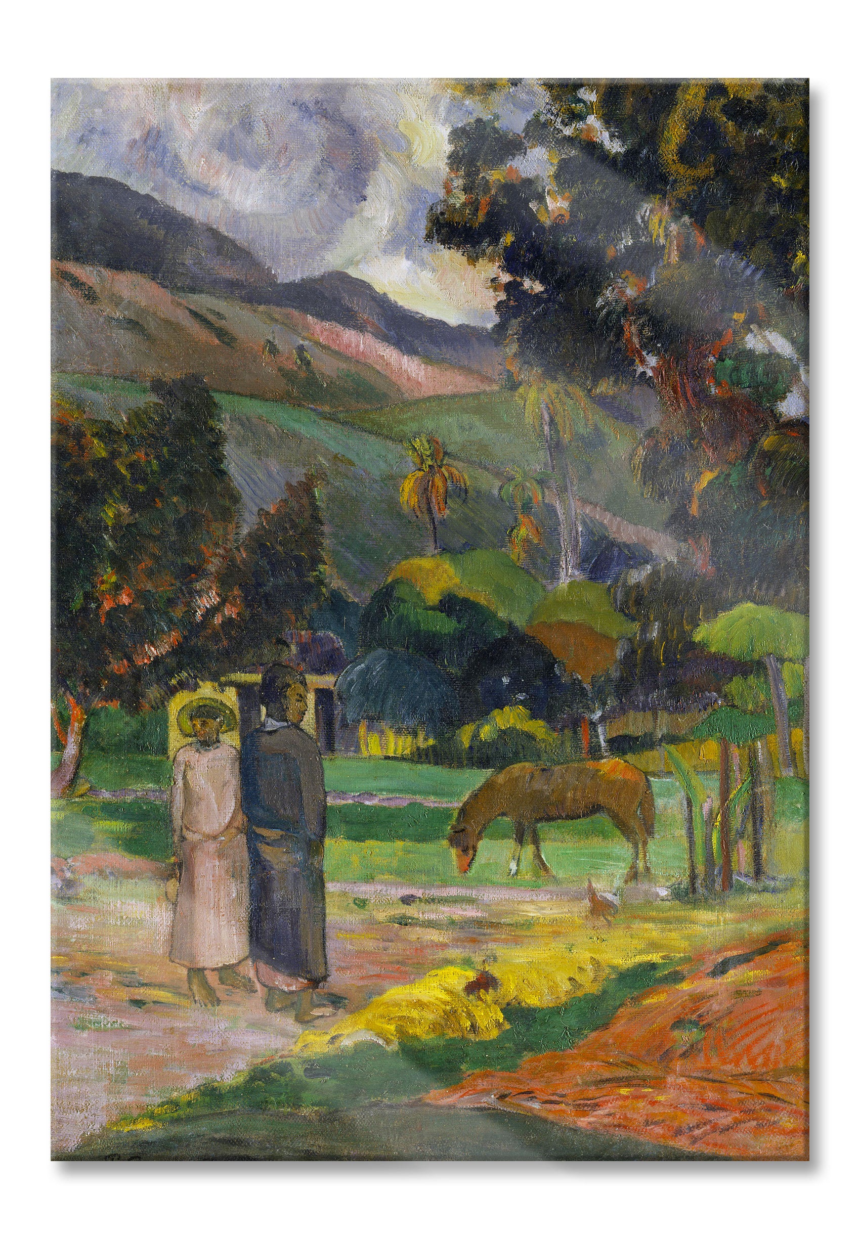 Paul Gauguin - Tahitische Landschaft , Glasbild