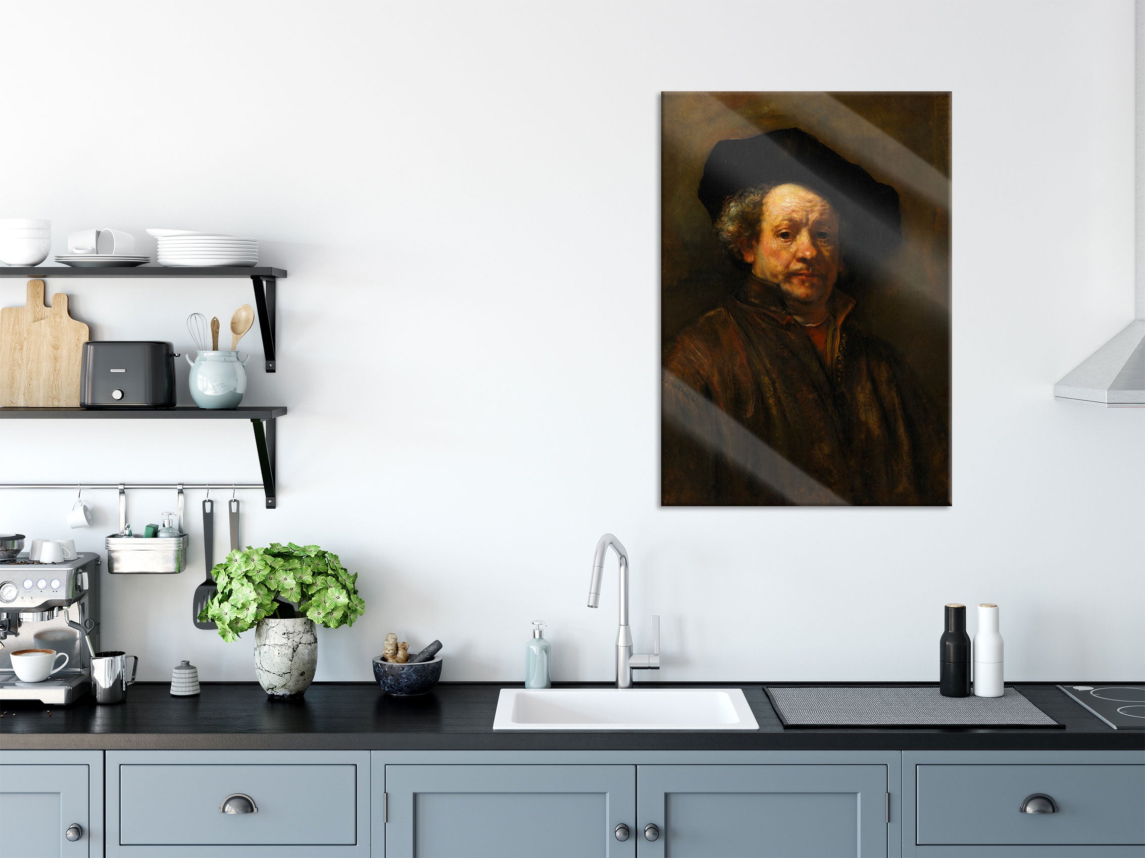 Rembrandt van Rijn - Selbstportrait II, Glasbild