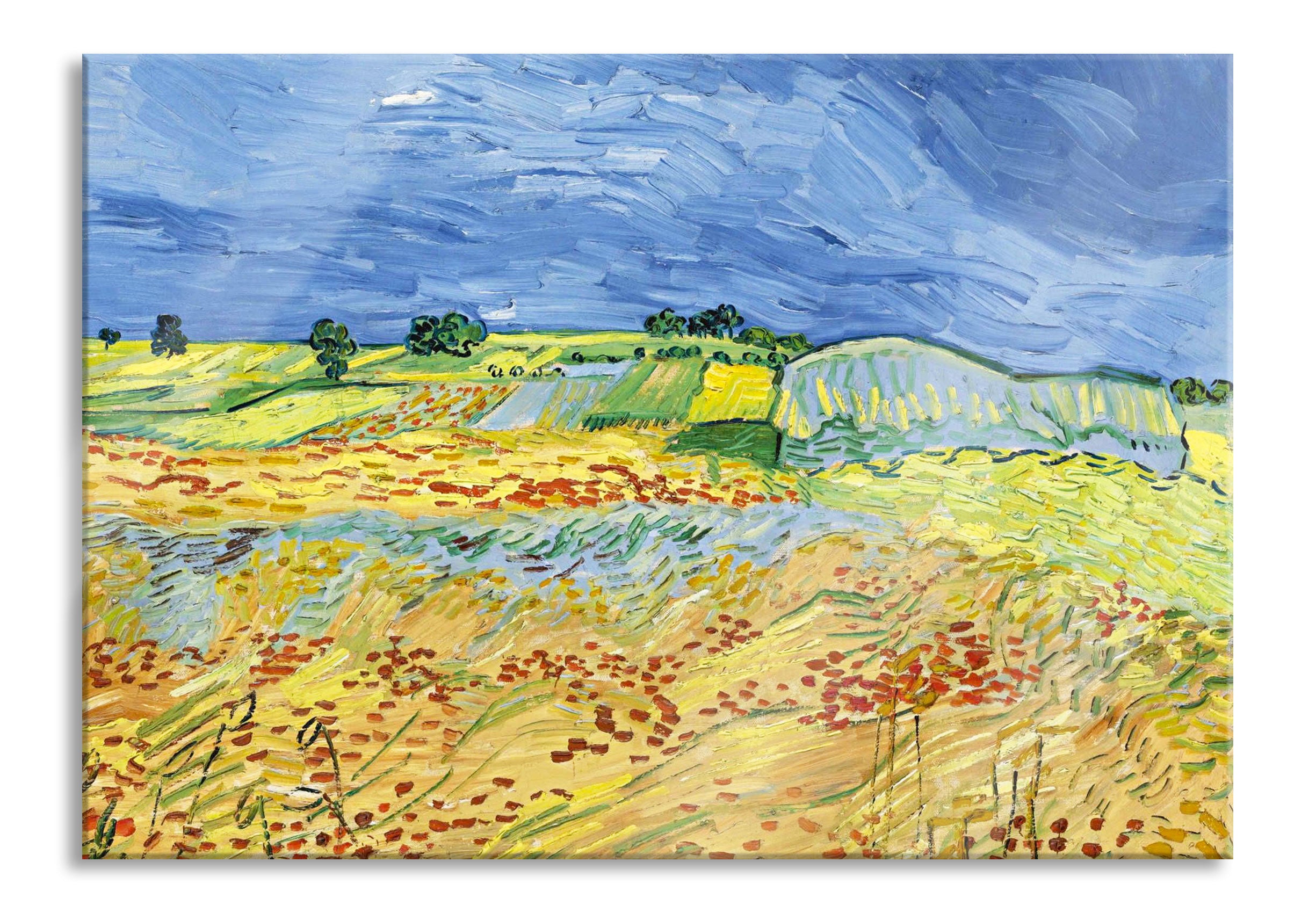 Vincent Van Gogh - Weizenfeld mit stürmischem Himmel , Glasbild