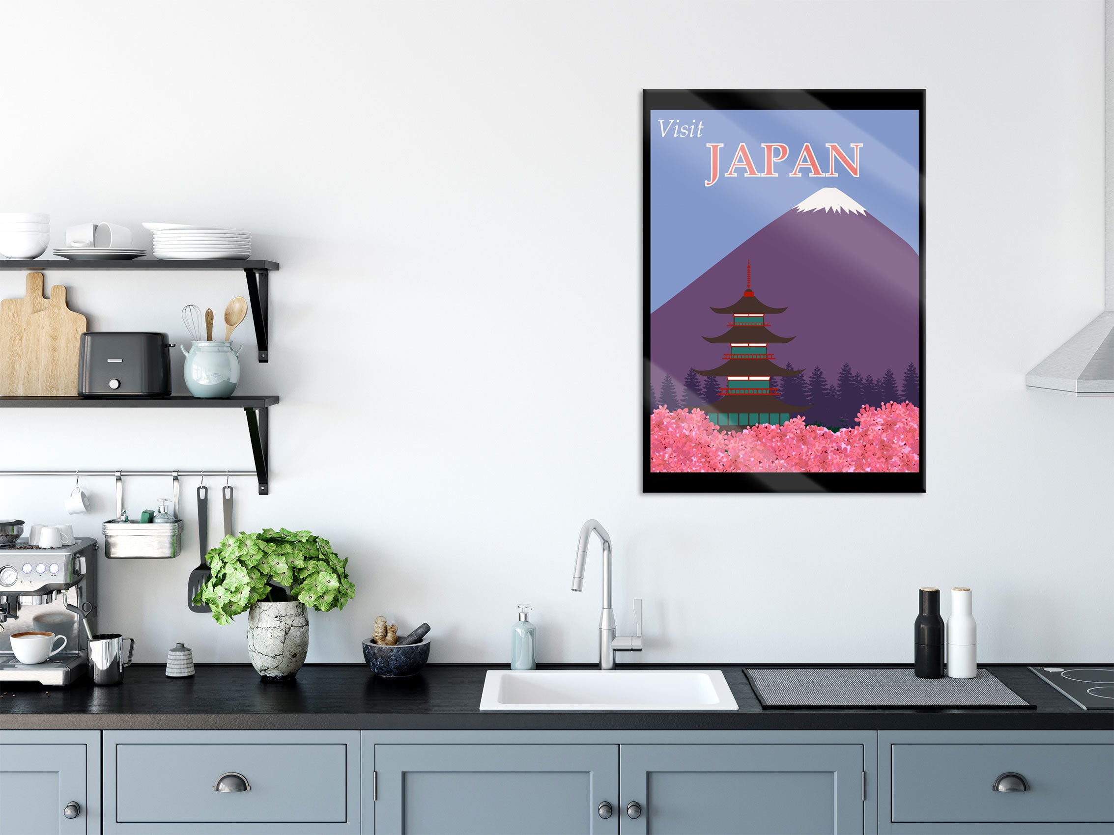 Vintage Poster  - Japan Fuji I, Glasbild