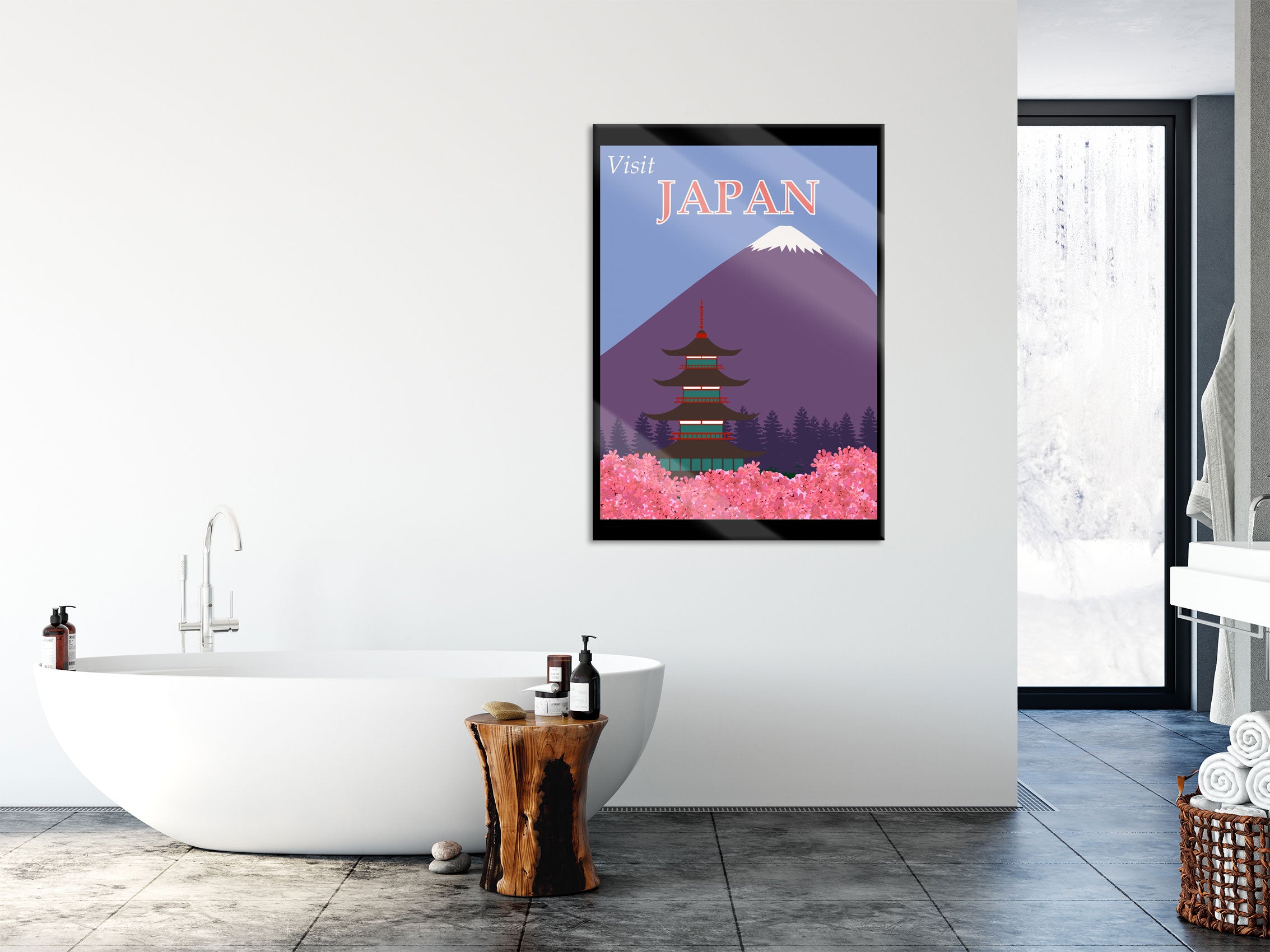 Vintage Poster  - Japan Fuji I, Glasbild