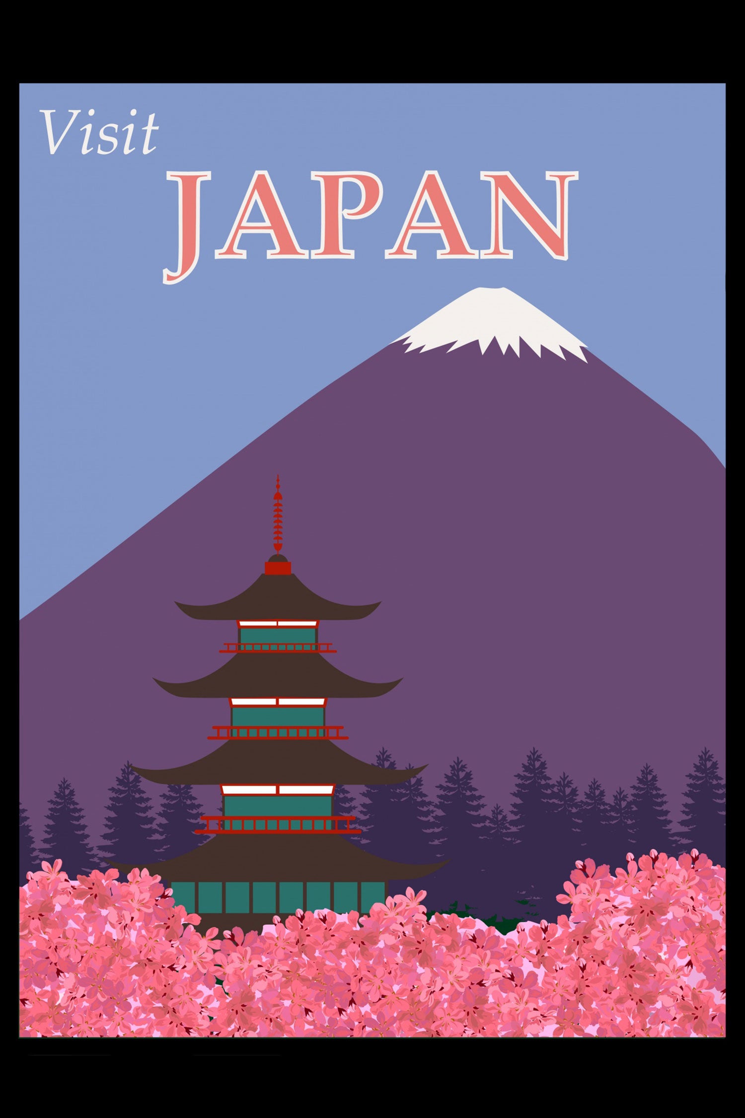 Vintage Poster  - Japan Fuji I, Glasbild