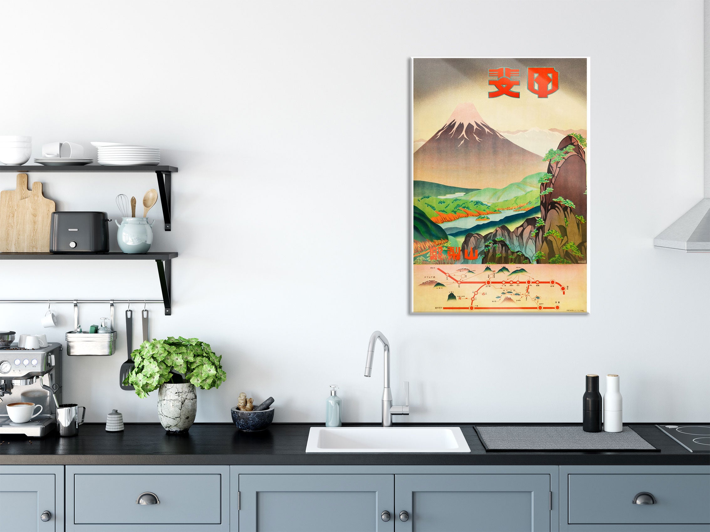 Vintage Poster  - Japan Fuji II, Glasbild