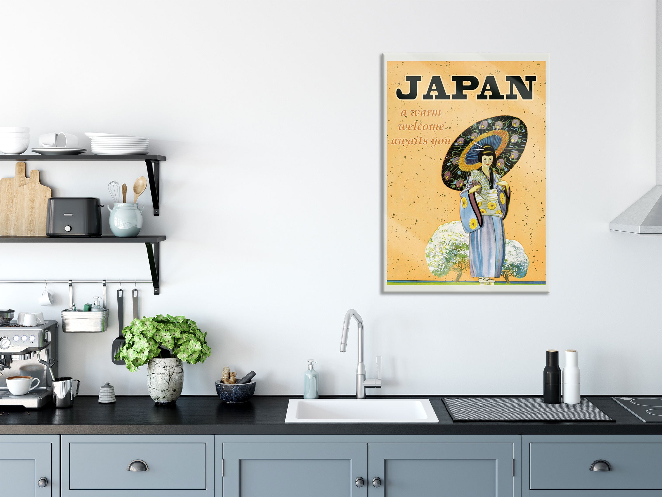 Vintage Poster  - Japan Geisha, Glasbild