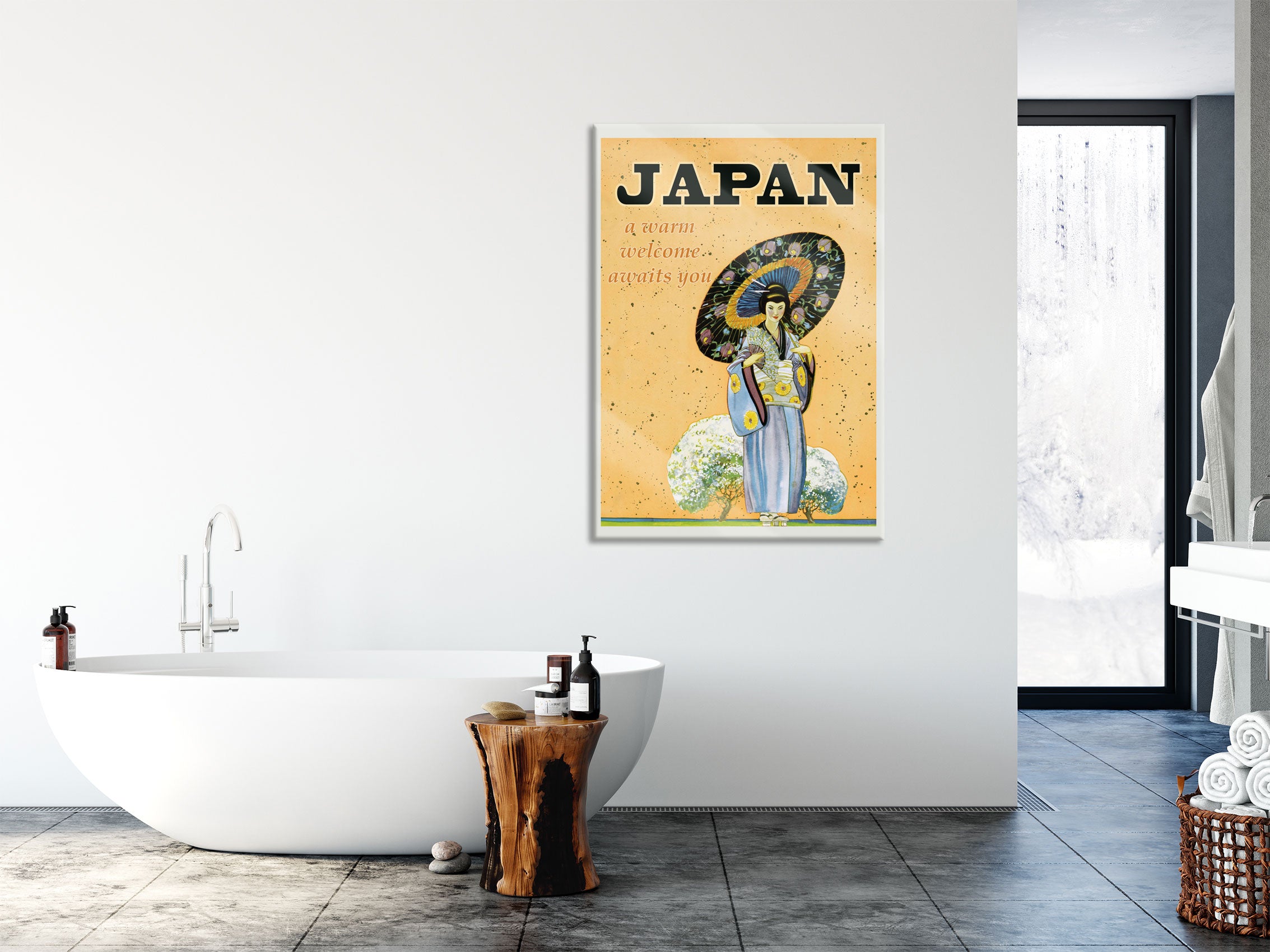 Vintage Poster  - Japan Geisha, Glasbild