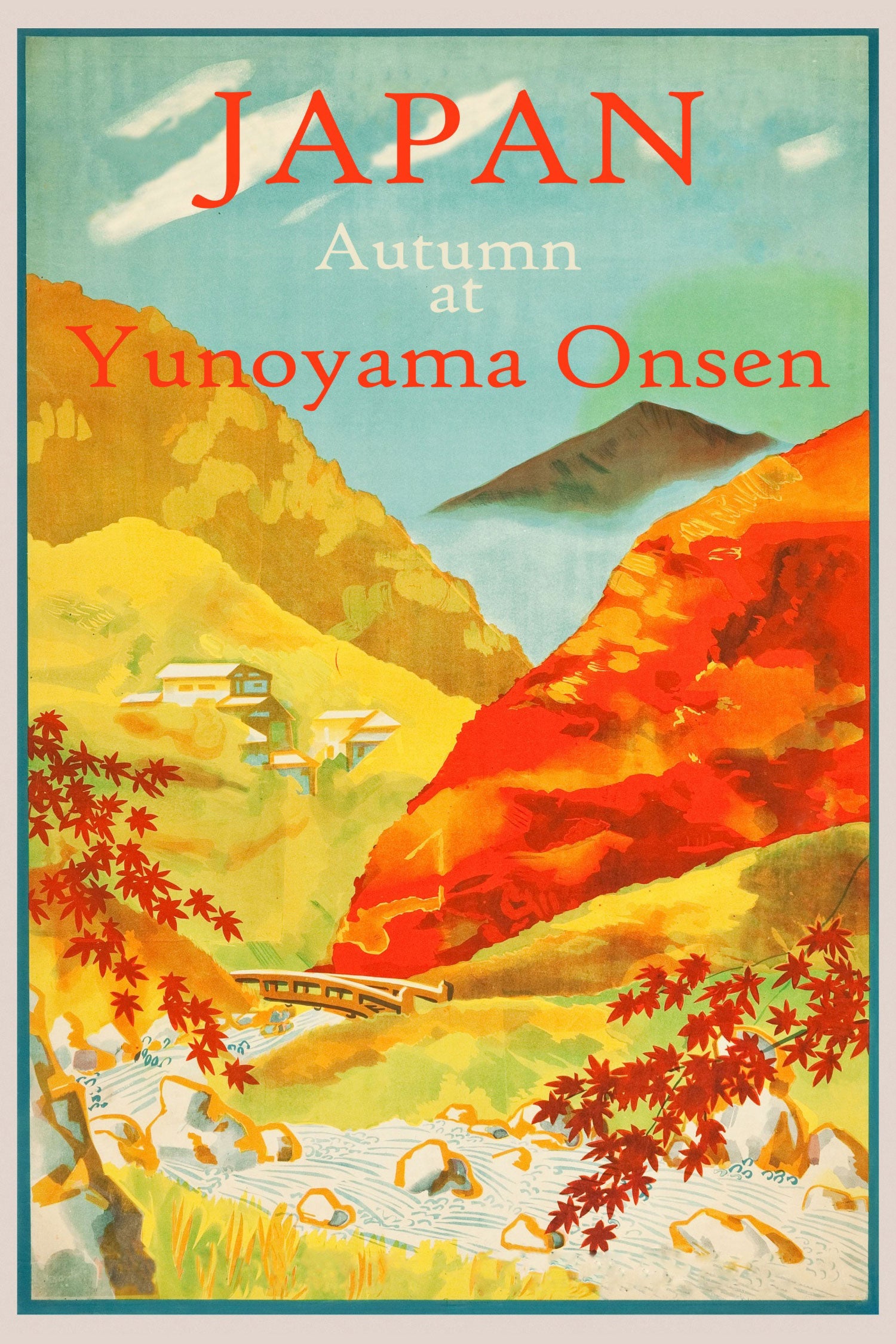 Vintage Poster  - Japan Onsen, Glasbild