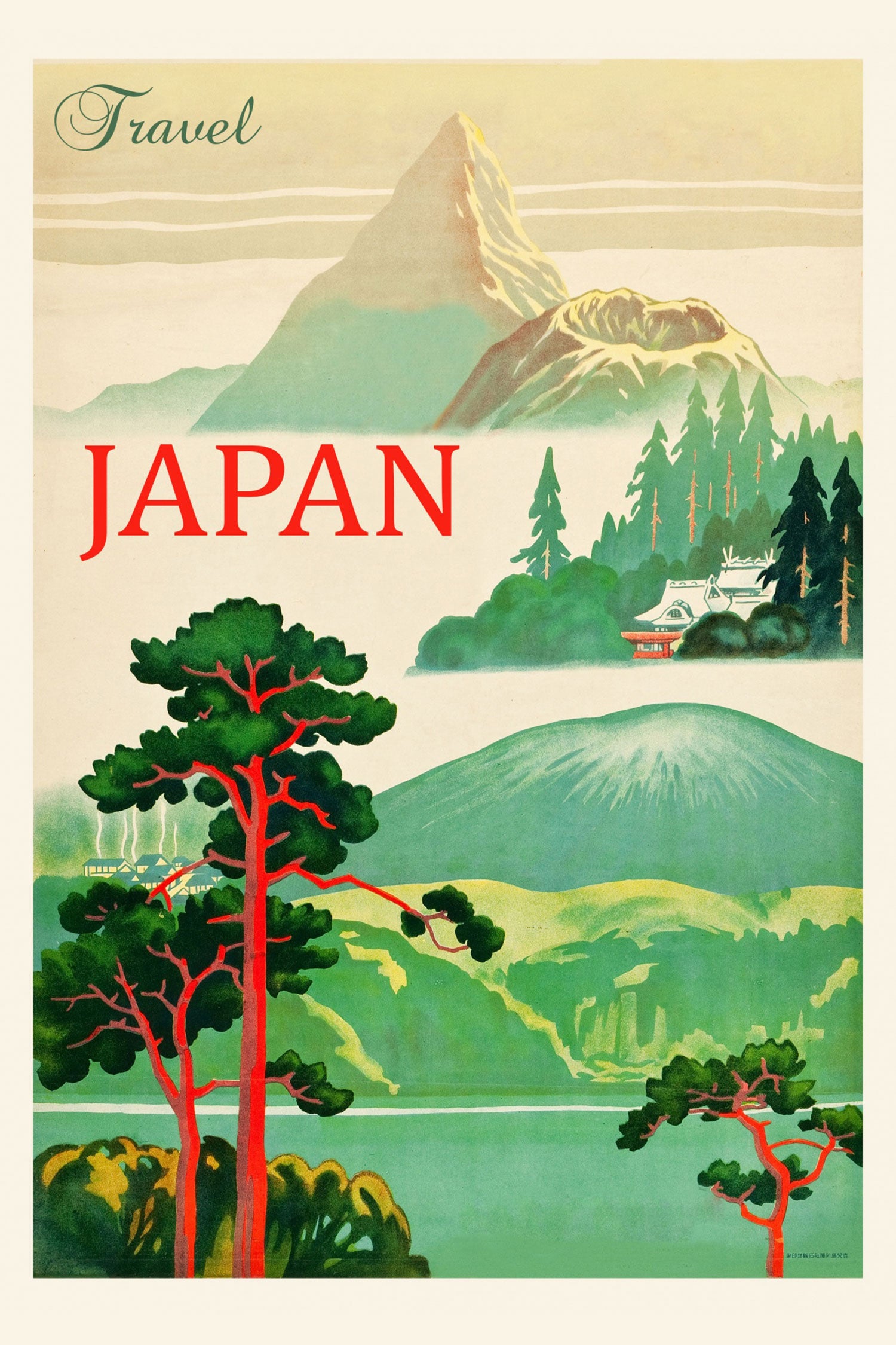 Vintage Poster  - Japan Travel, Glasbild