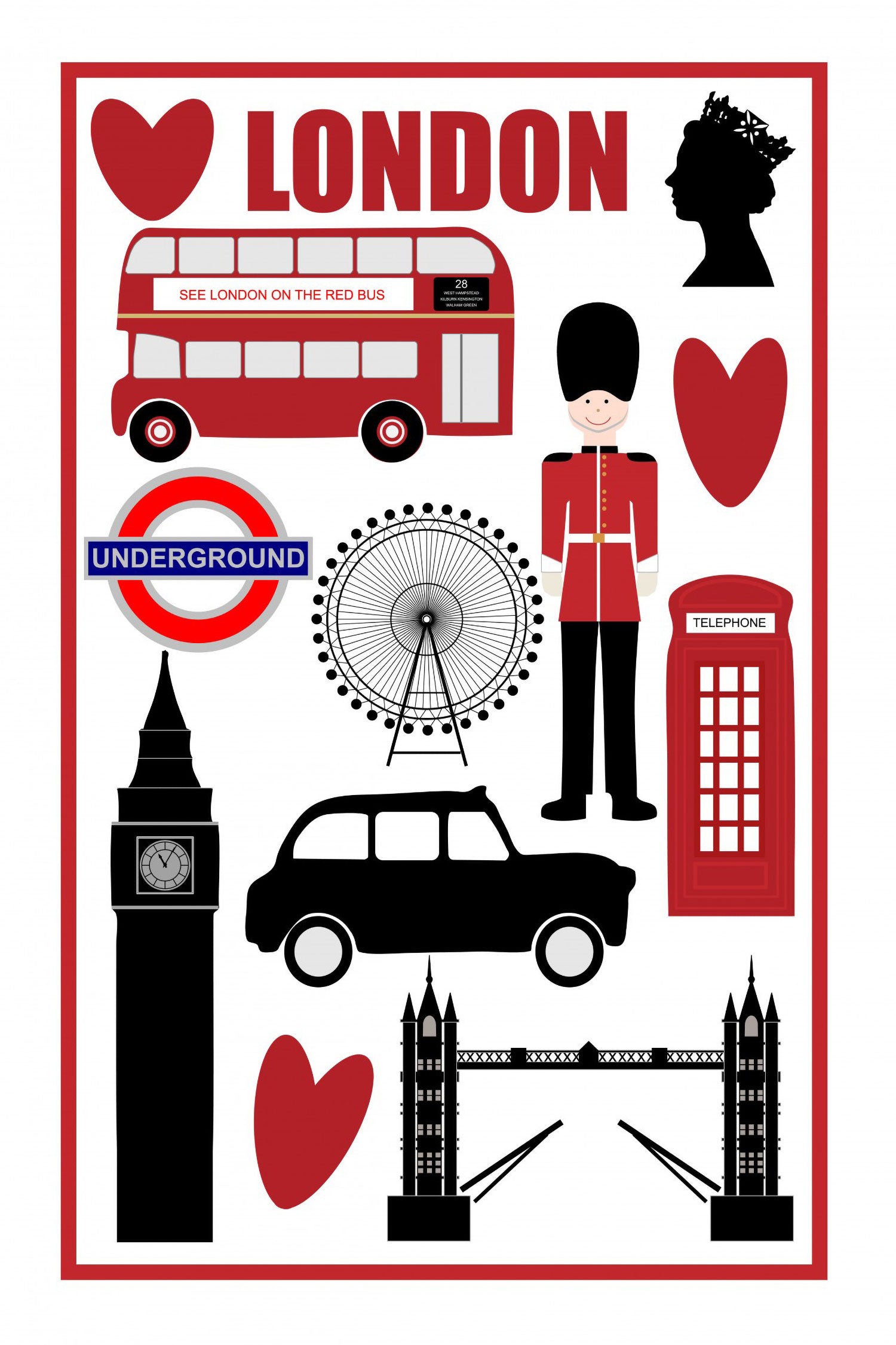 Vintage Poster  - London Picto, Glasbild