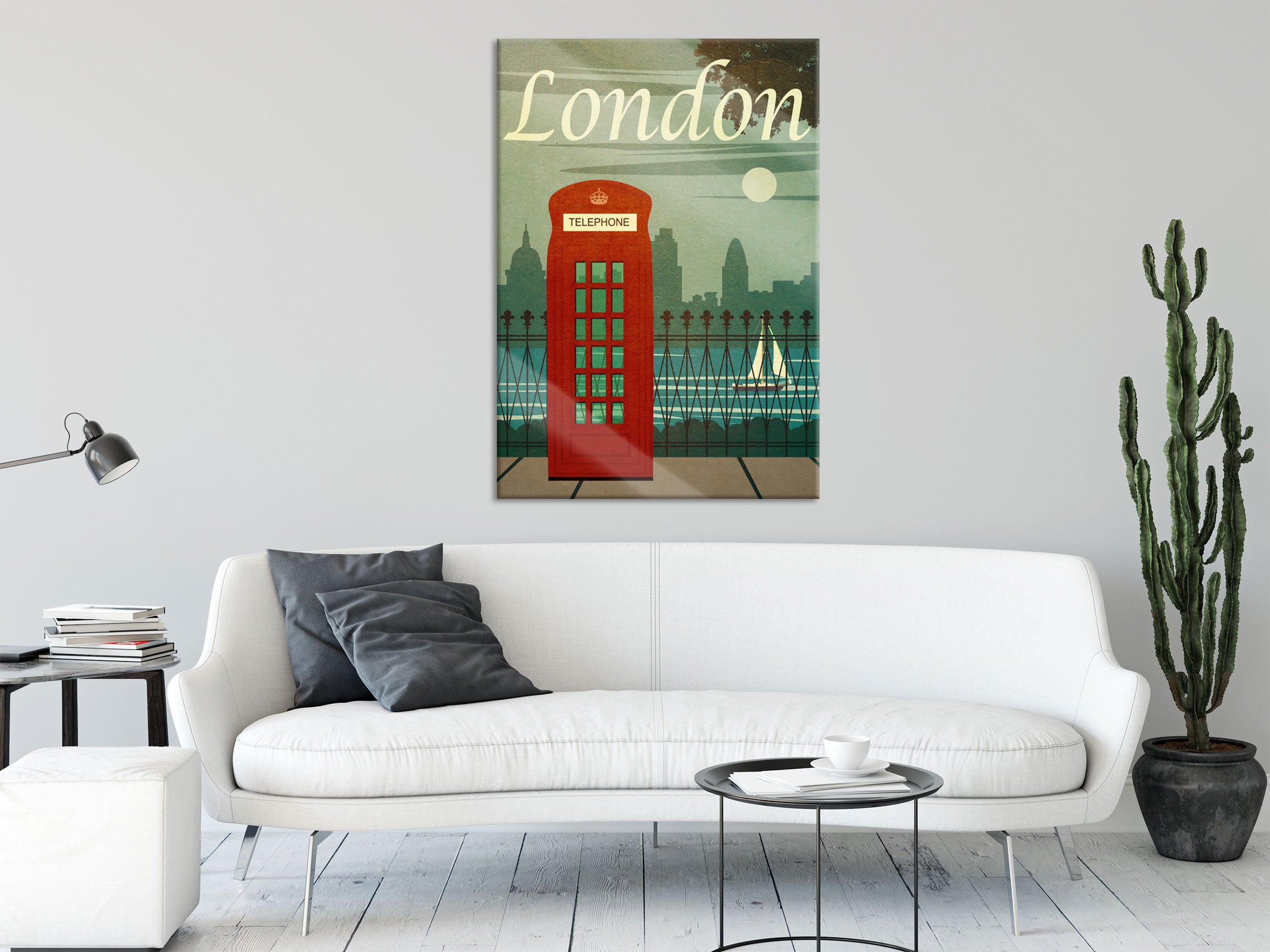 Vintage Poster  - London Telefonzelle II, Glasbild