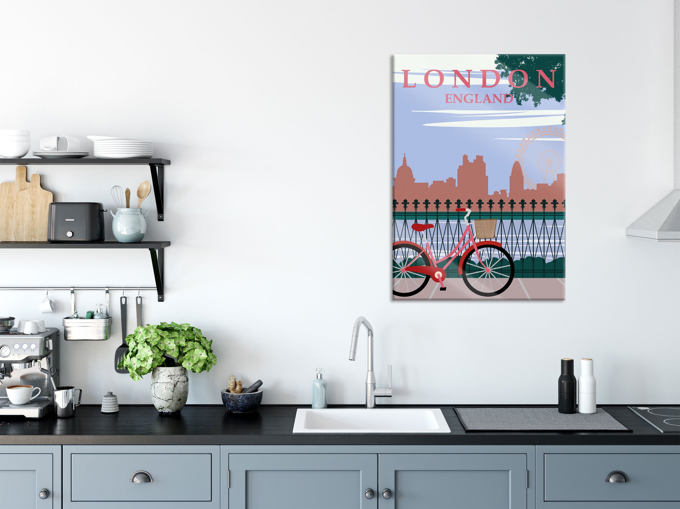 Vintage Poster  - London Bike, Glasbild