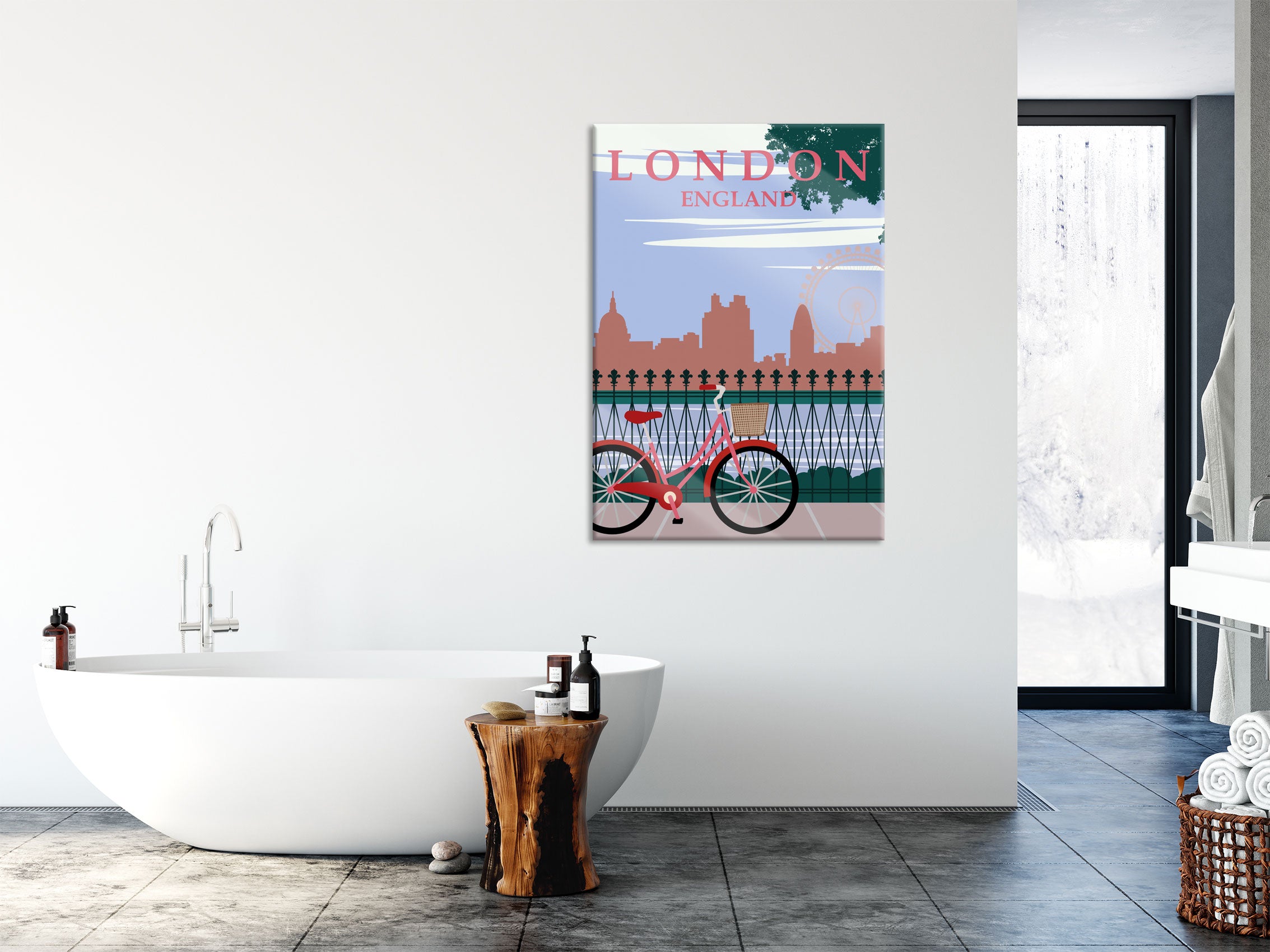 Vintage Poster  - London Bike, Glasbild