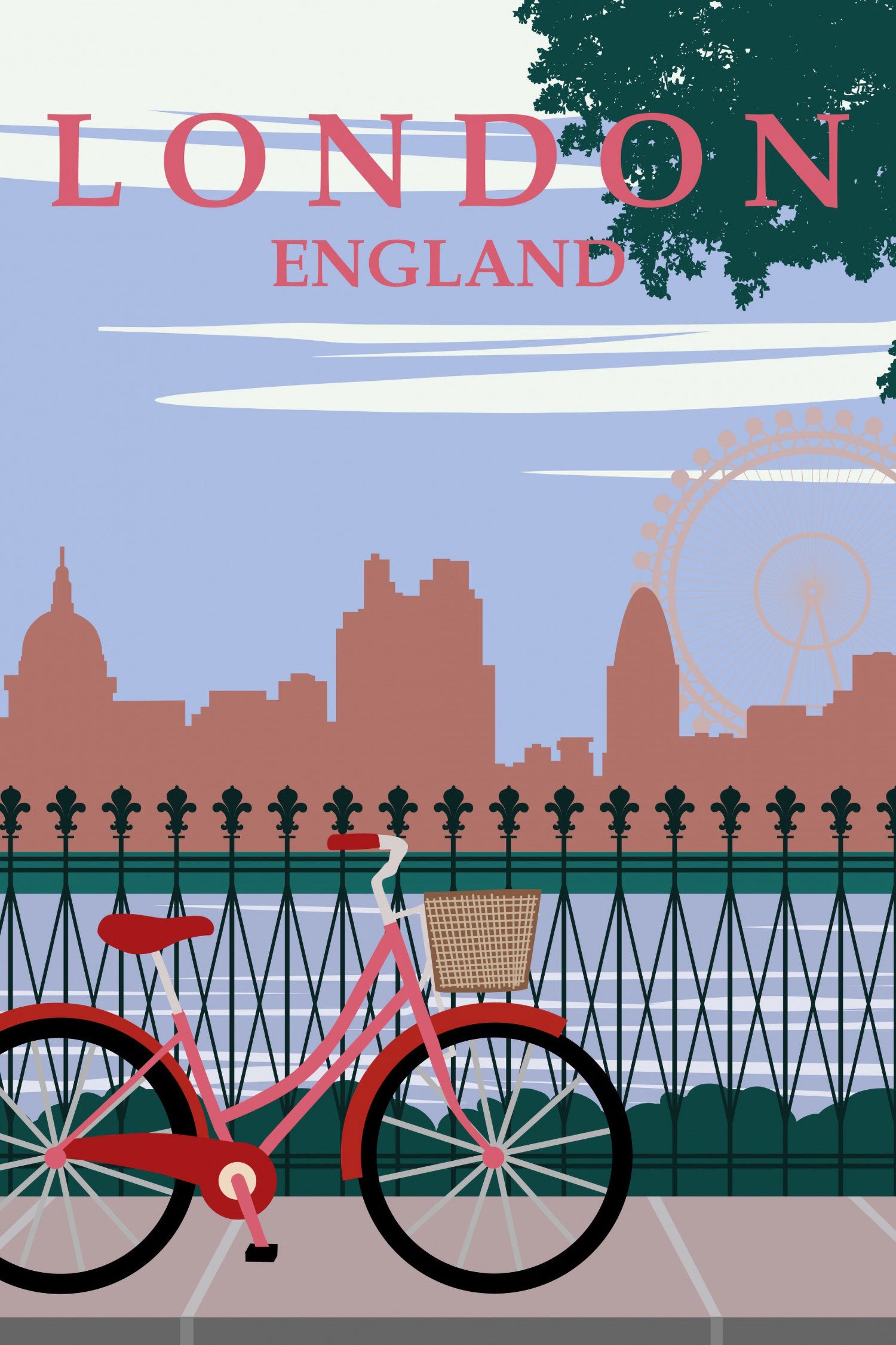 Vintage Poster  - London Bike, Glasbild