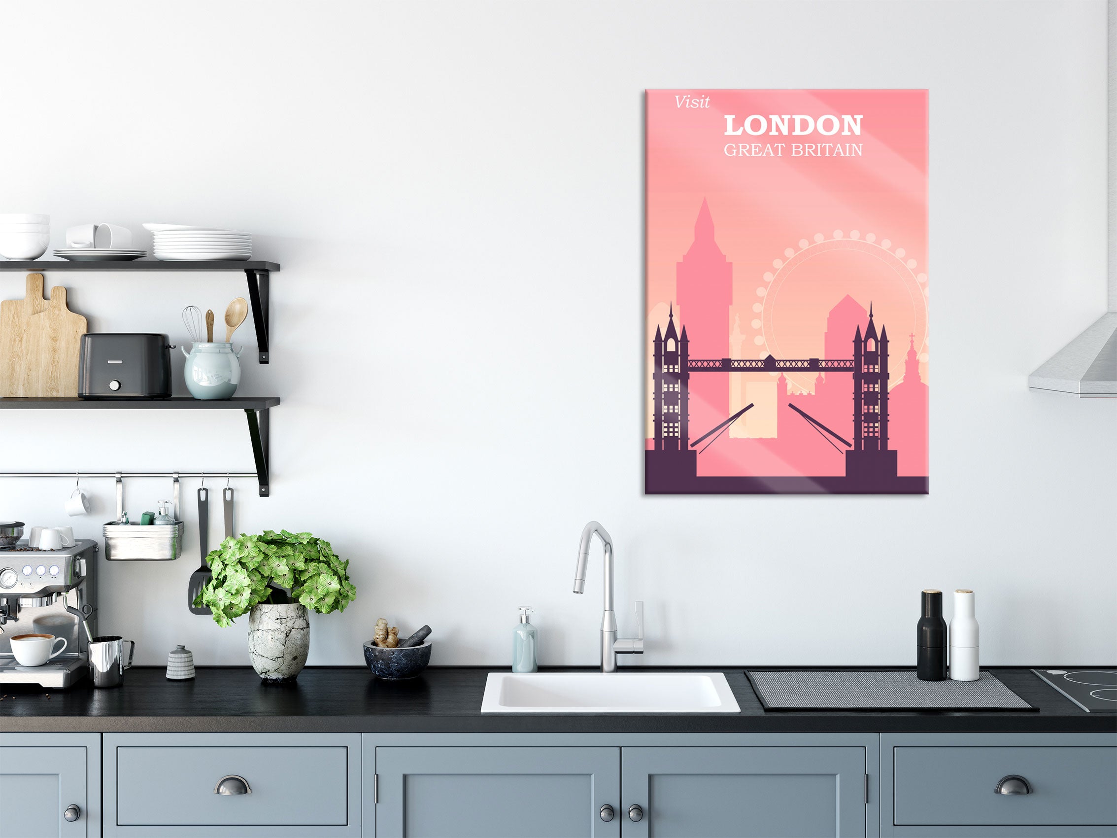 Vintage Poster  - London Tower Bridge, Glasbild