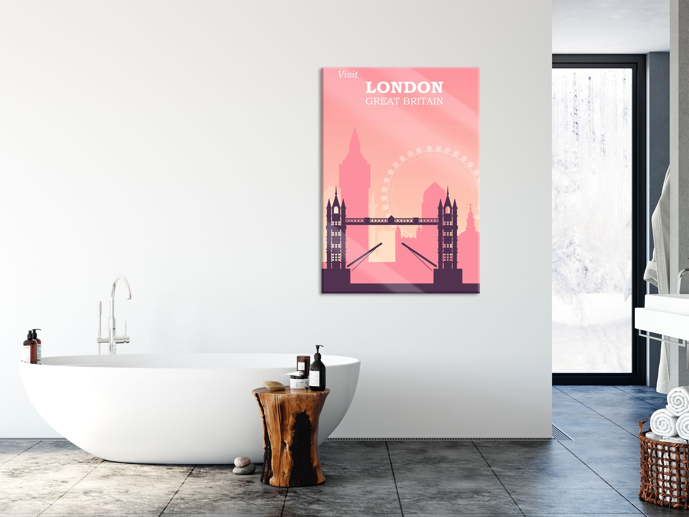 Vintage Poster  - London Tower Bridge, Glasbild