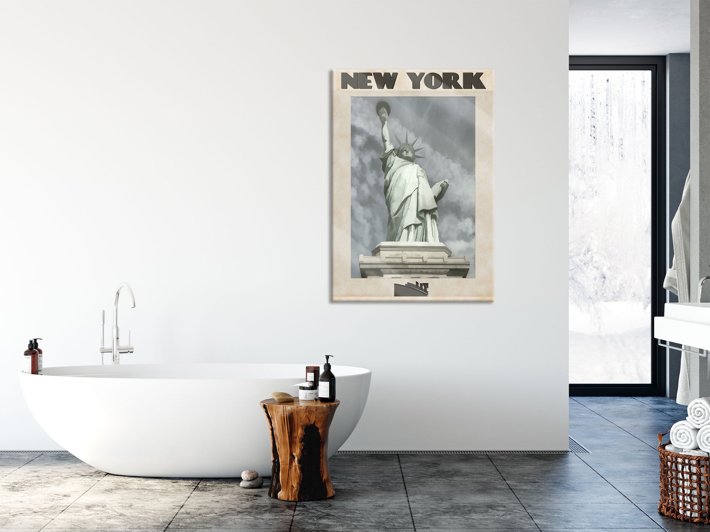 Vintage Poster  - New York Freiheitstatue II, Glasbild