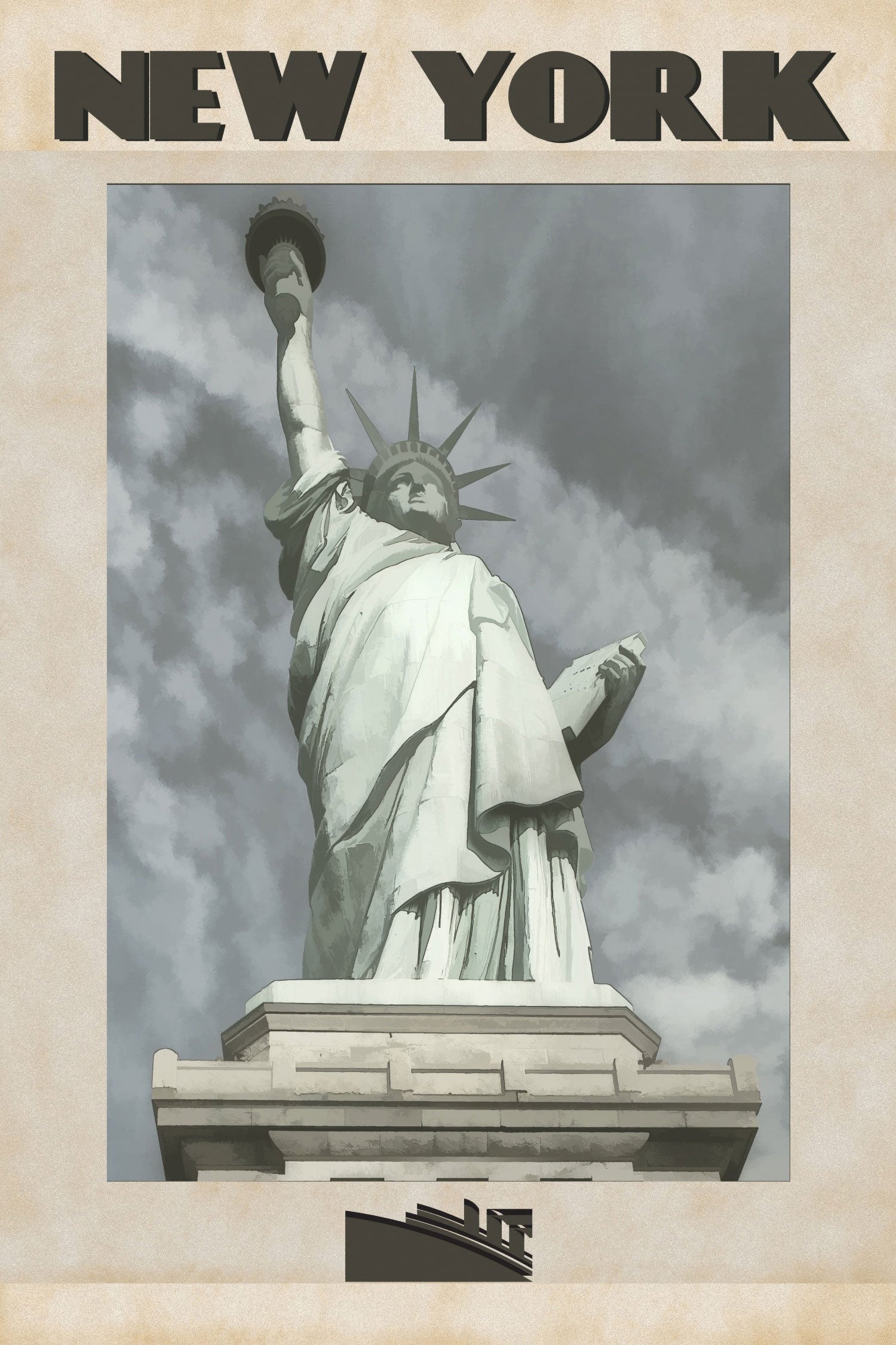 Vintage Poster  - New York Freiheitstatue II, Glasbild