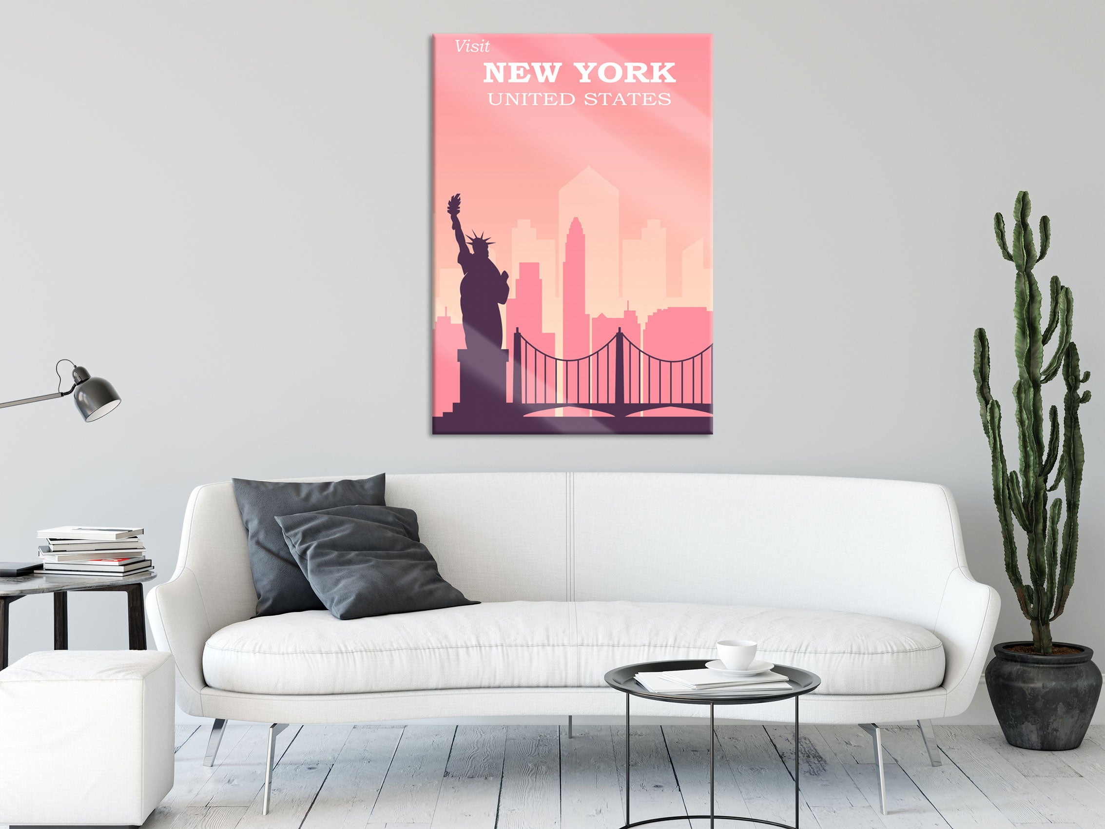 Vintage Poster  - New York Skyline, Glasbild