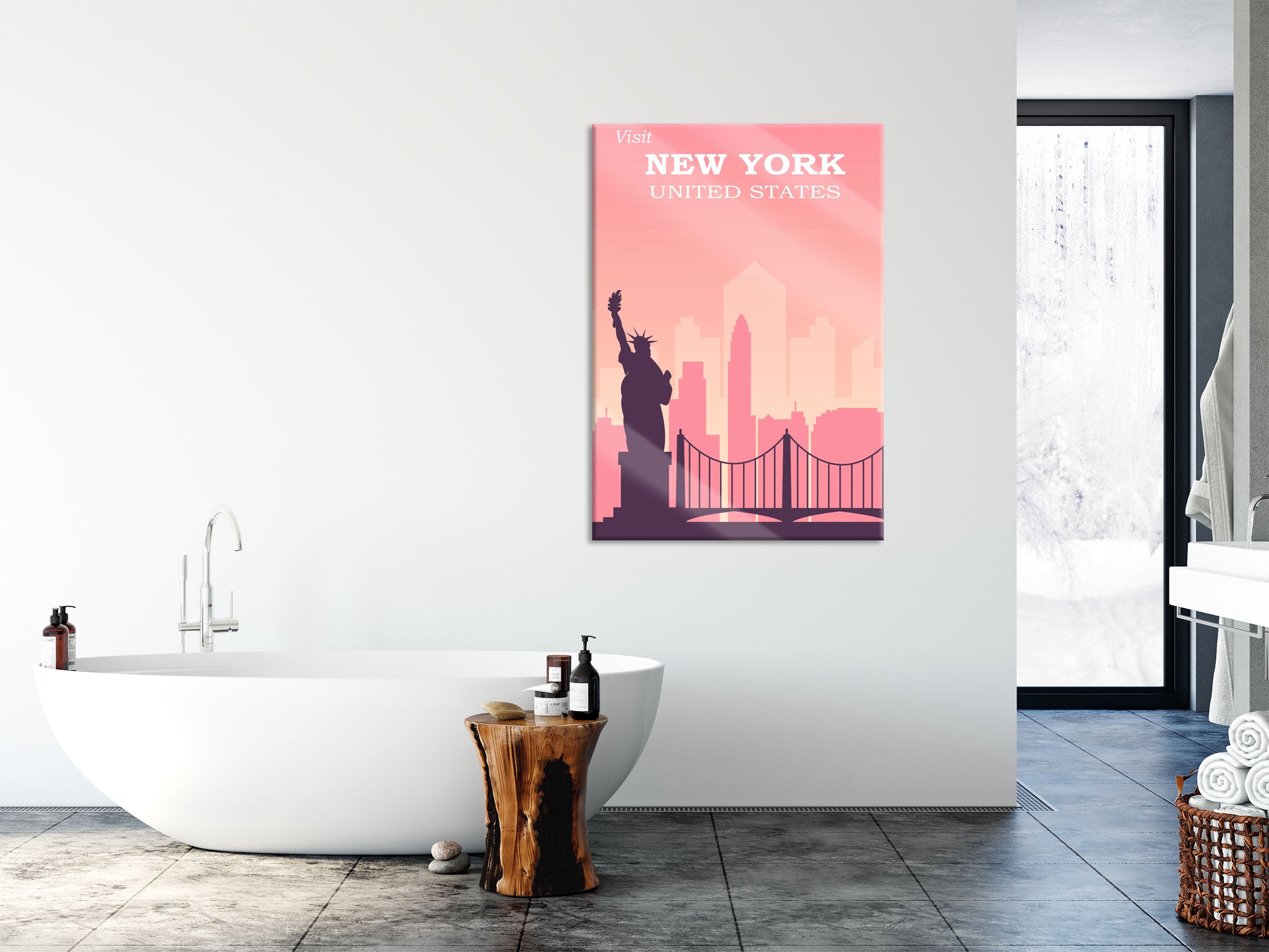 Vintage Poster  - New York Skyline, Glasbild