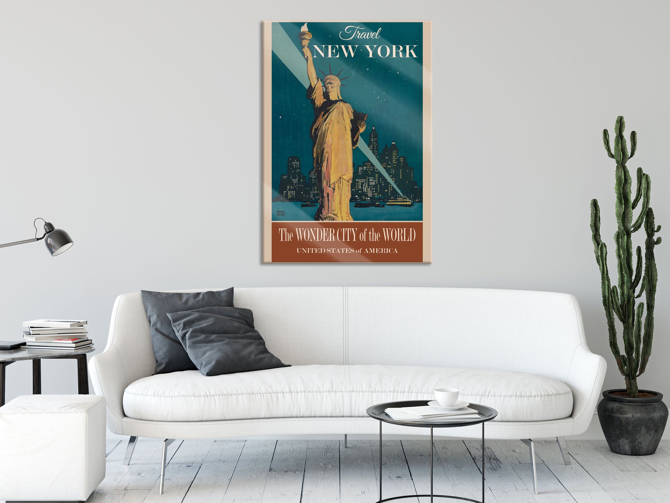 Vintage Poster  - New York Wonder City, Glasbild