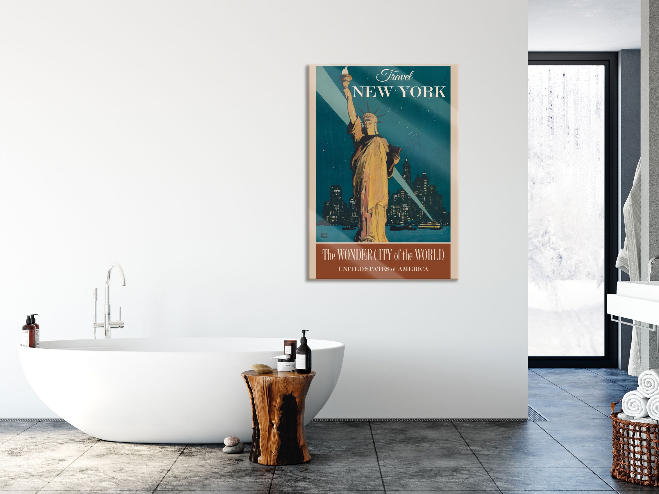 Vintage Poster  - New York Wonder City, Glasbild