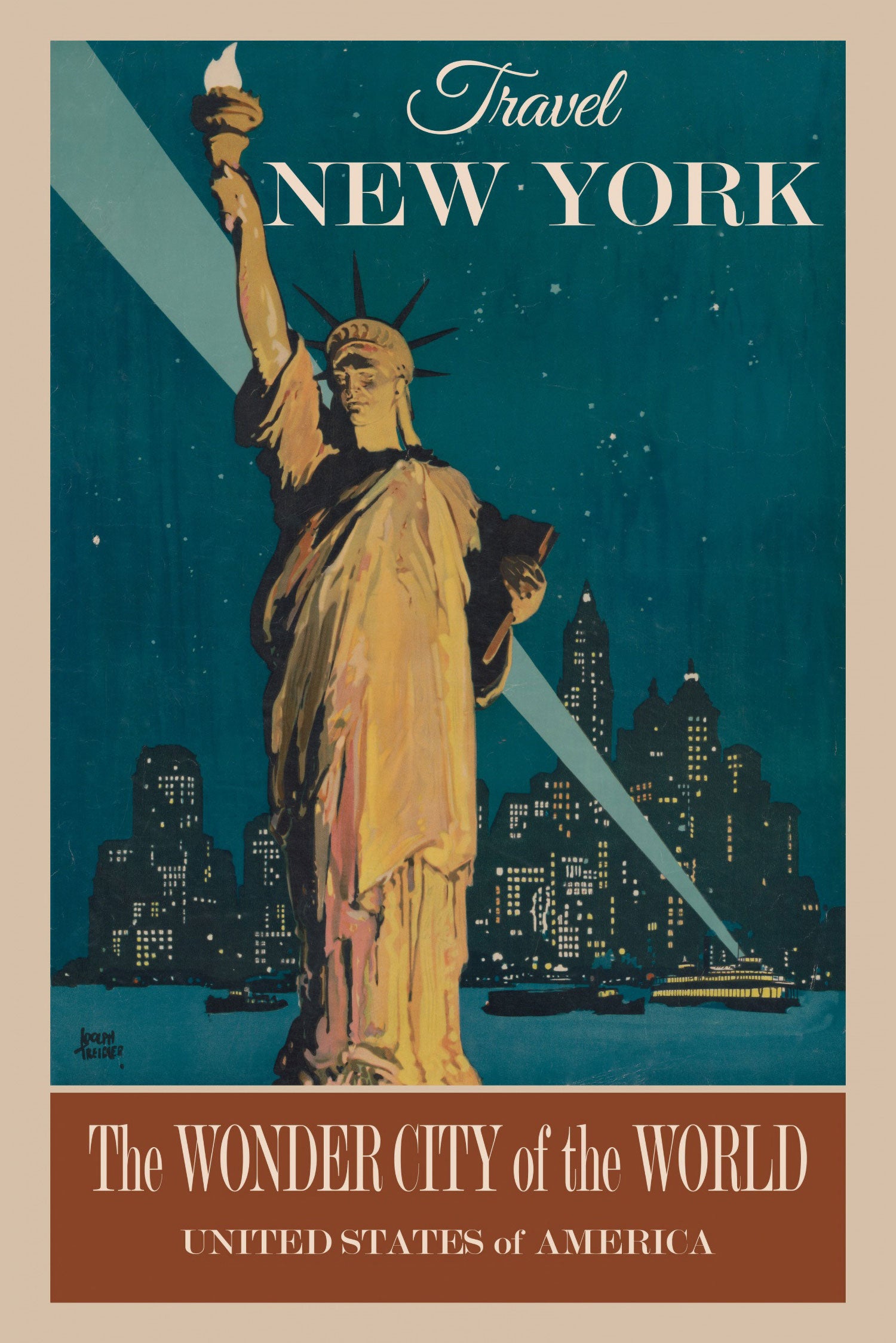 Vintage Poster  - New York Wonder City, Glasbild