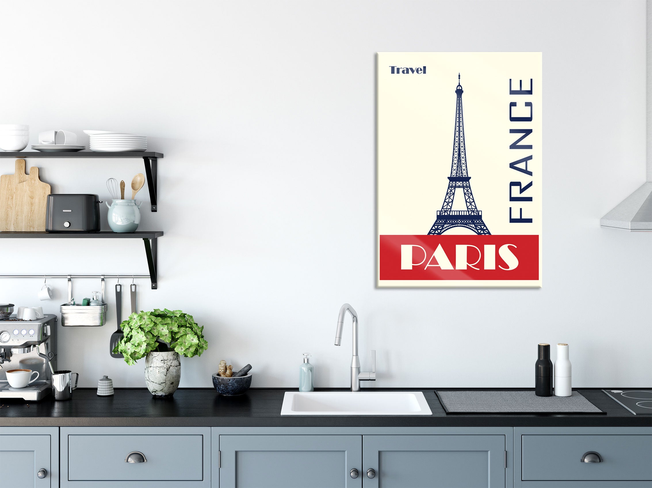 Vintage Poster  - Paris Eifelturm I, Glasbild