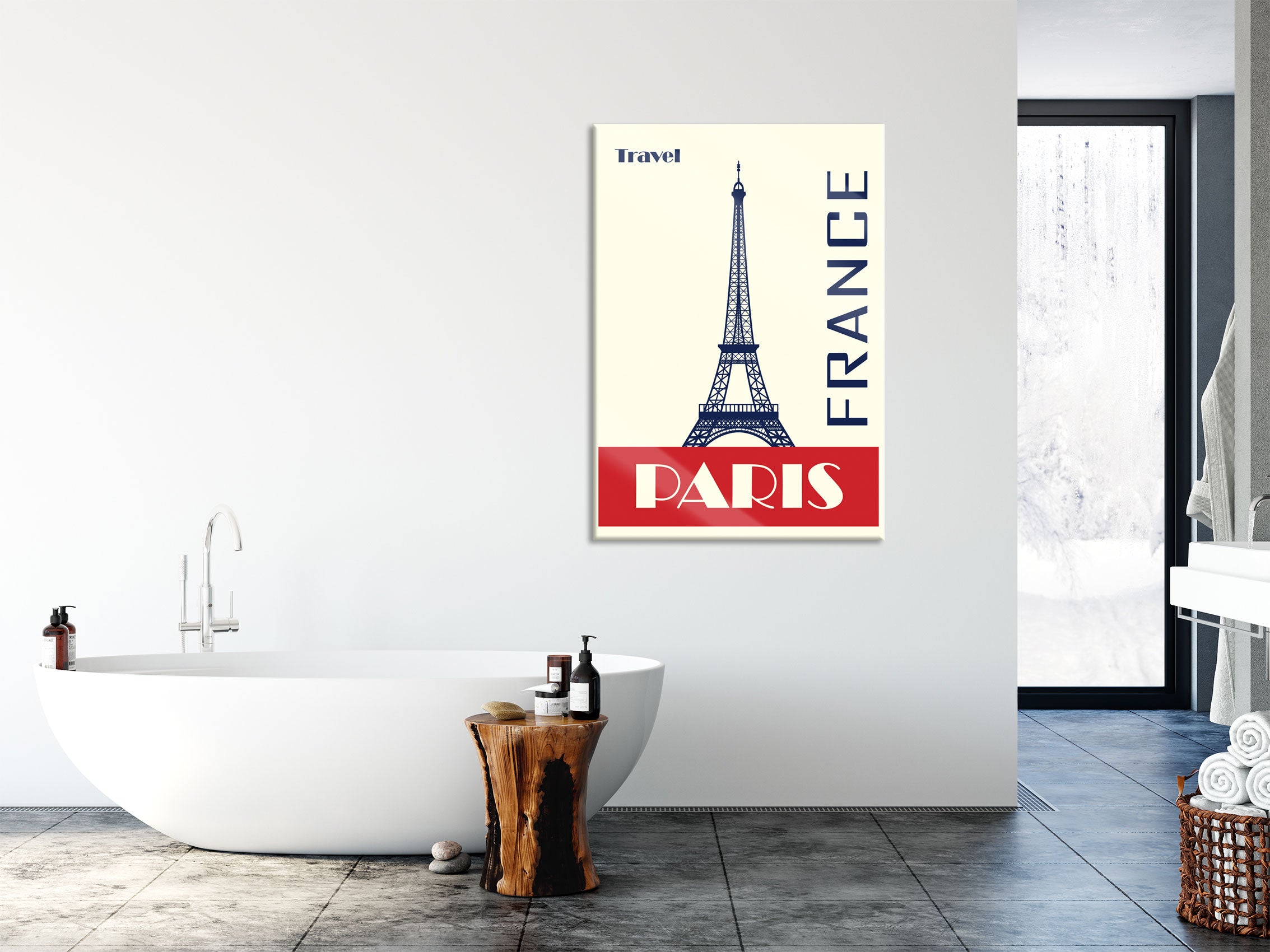 Vintage Poster  - Paris Eifelturm I, Glasbild