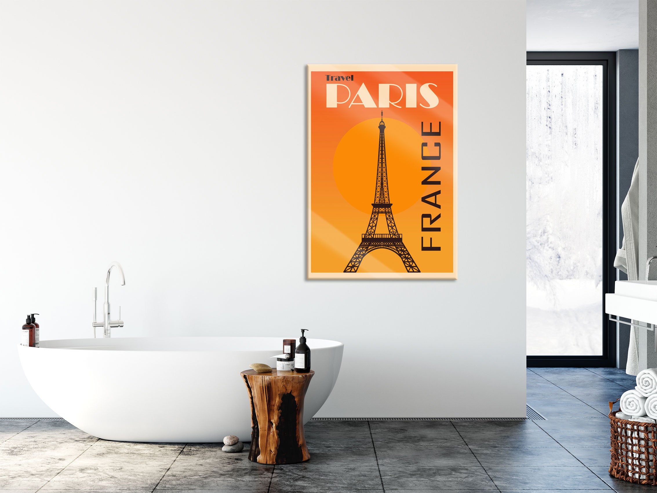 Vintage Poster  - Paris Eifelturm II, Glasbild