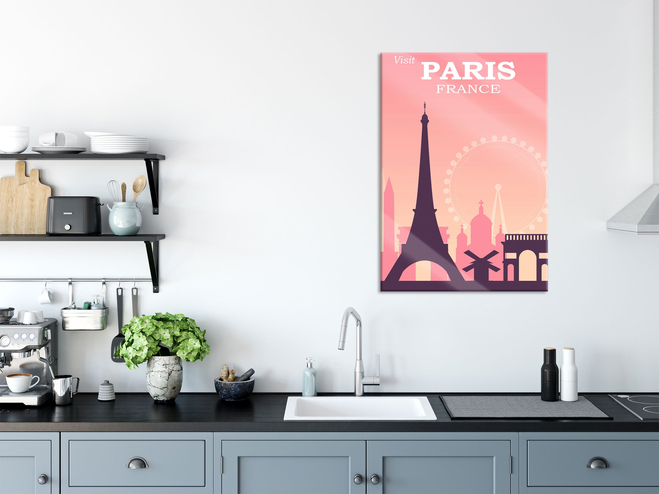 Vintage Poster  - Paris Sykline, Glasbild