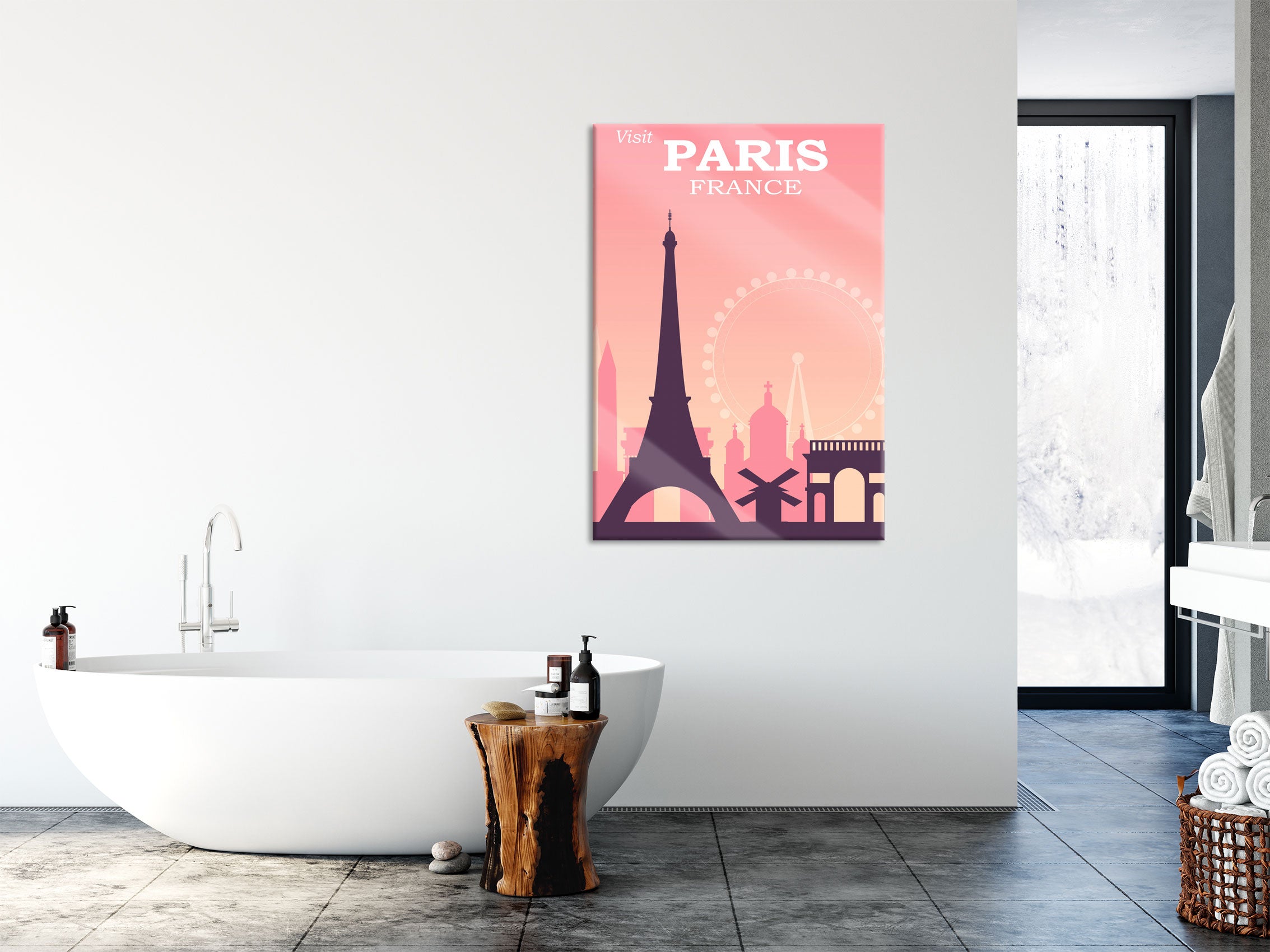 Vintage Poster  - Paris Sykline, Glasbild