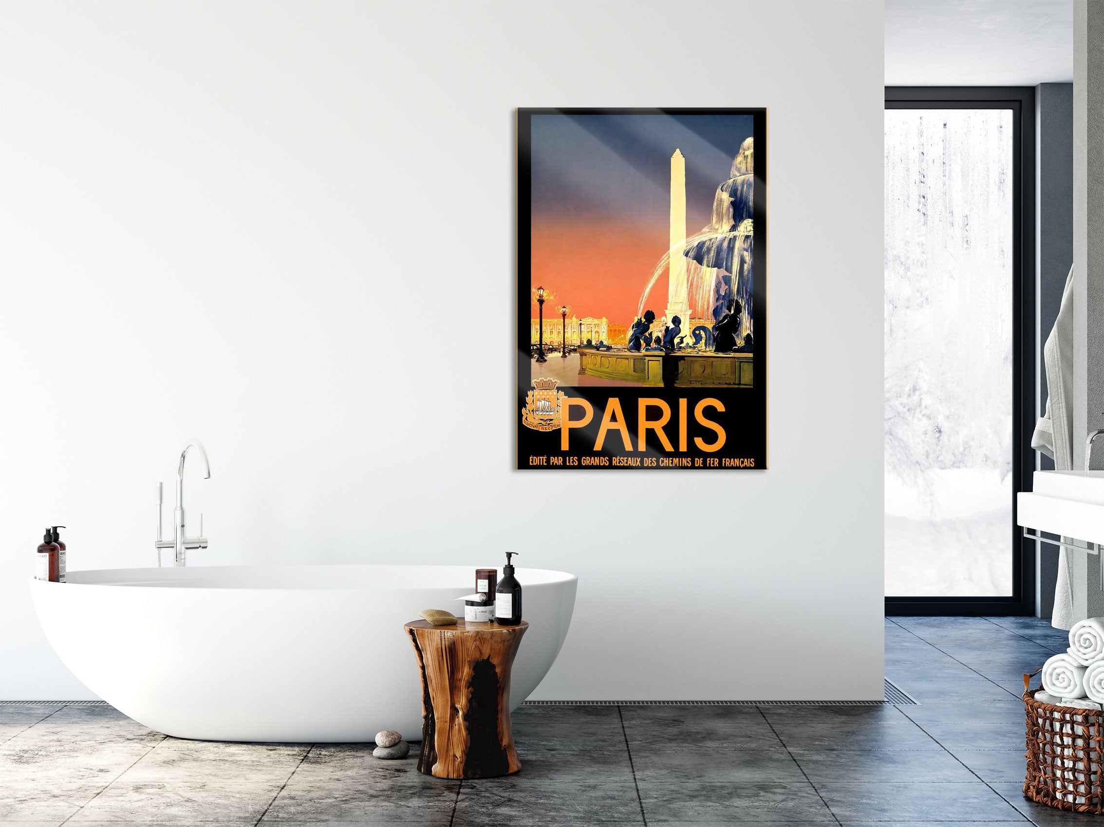 Vintage Poster  - Paris Brunnen, Glasbild