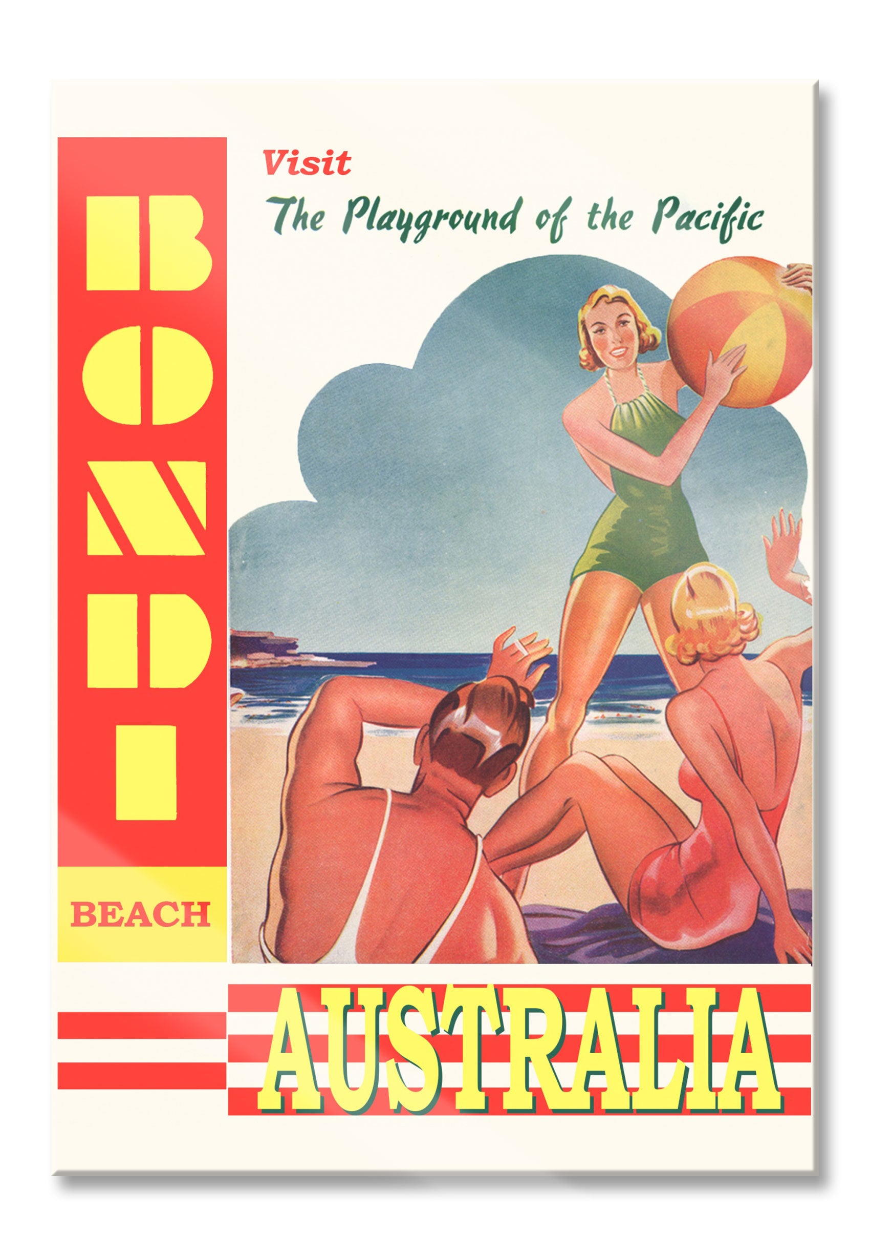 Vintage Poster  - Australian Strand Beach, Glasbild