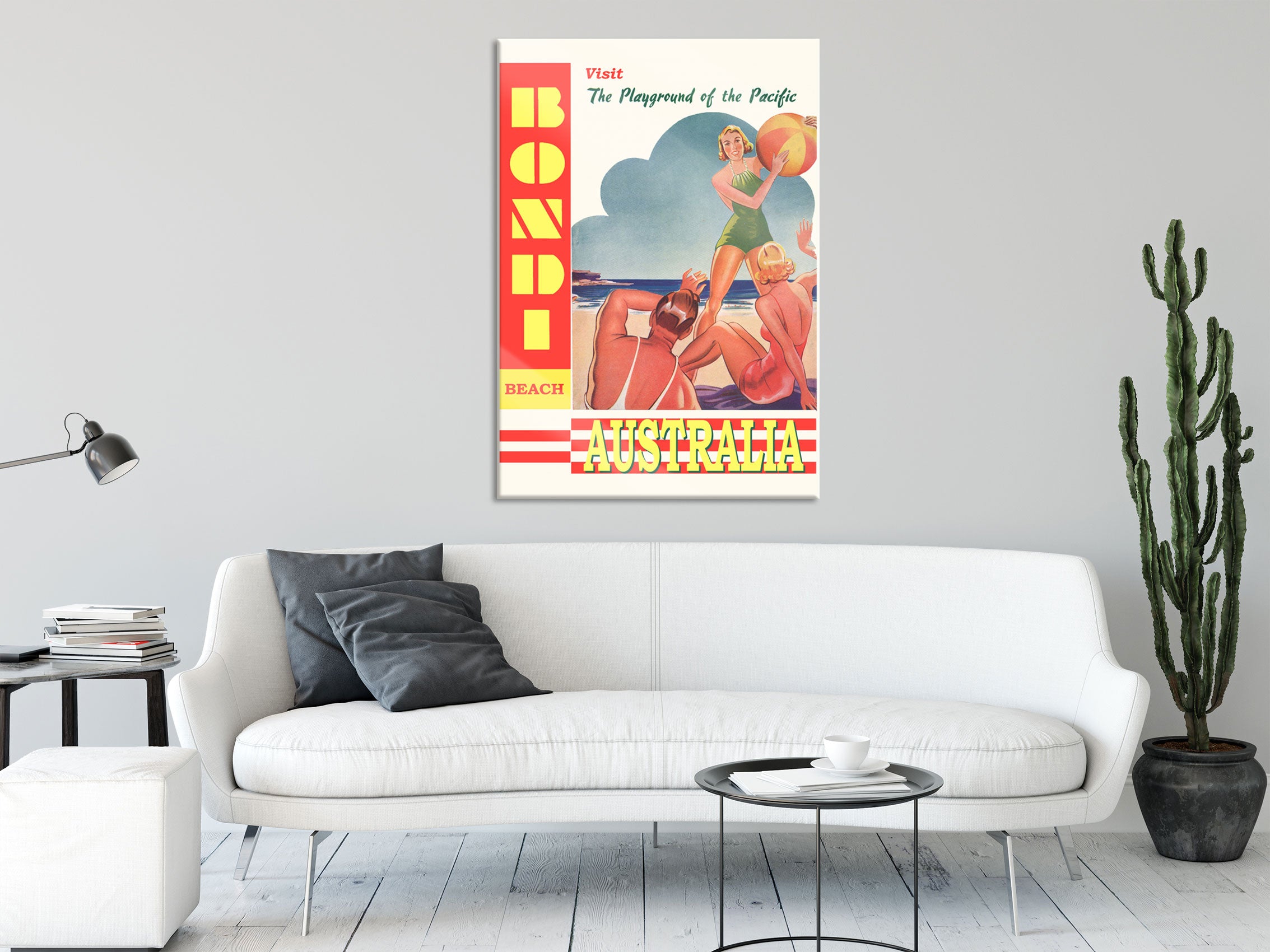 Vintage Poster  - Australian Strand Beach, Glasbild