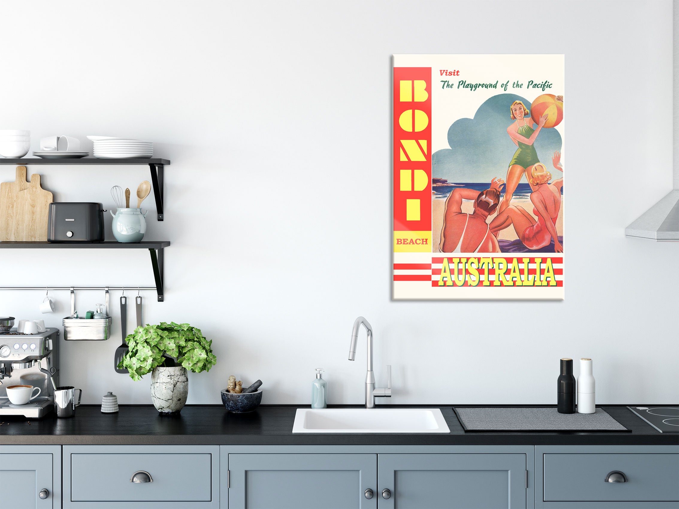 Vintage Poster  - Australian Strand Beach, Glasbild