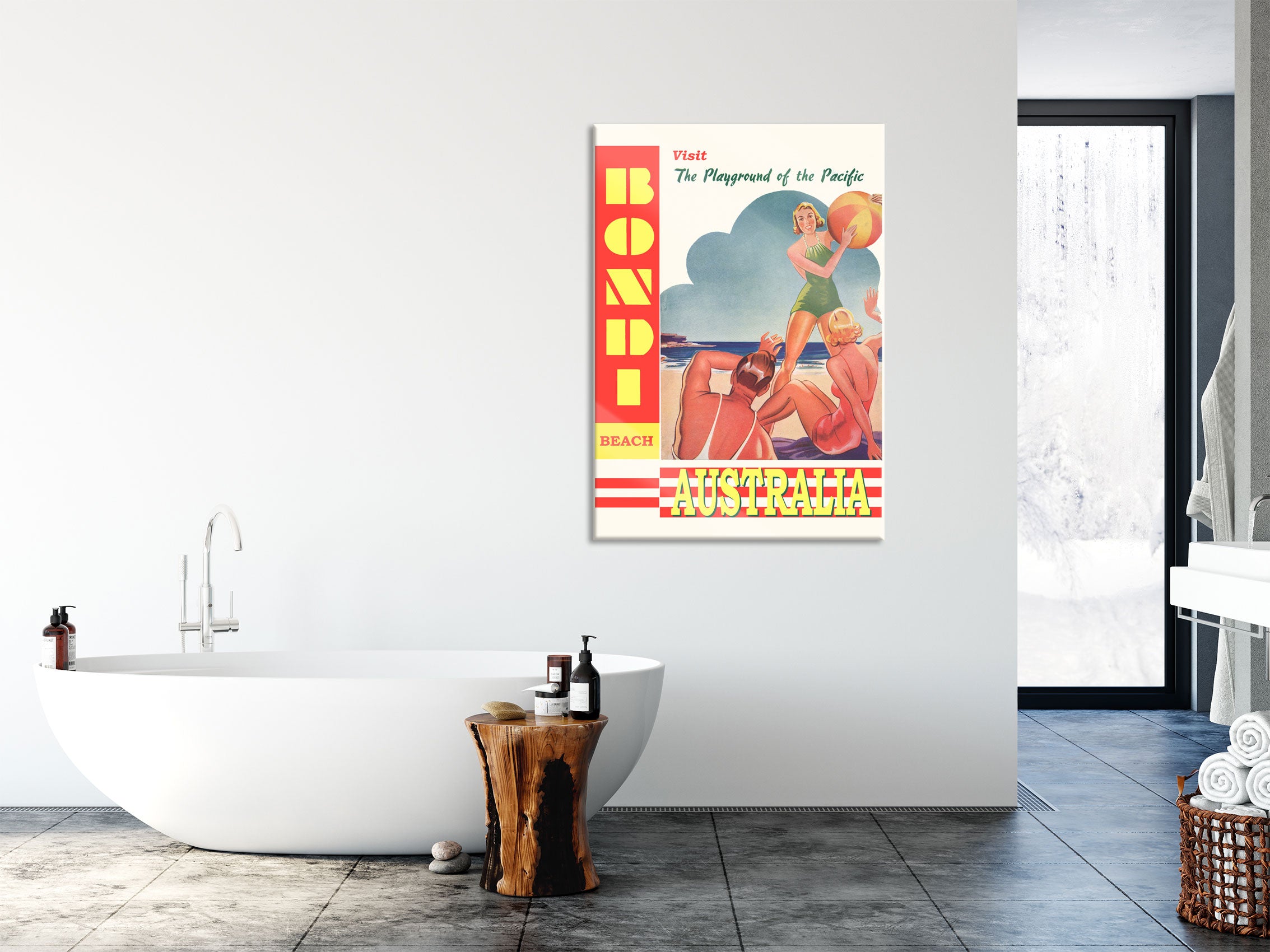 Vintage Poster  - Australian Strand Beach, Glasbild