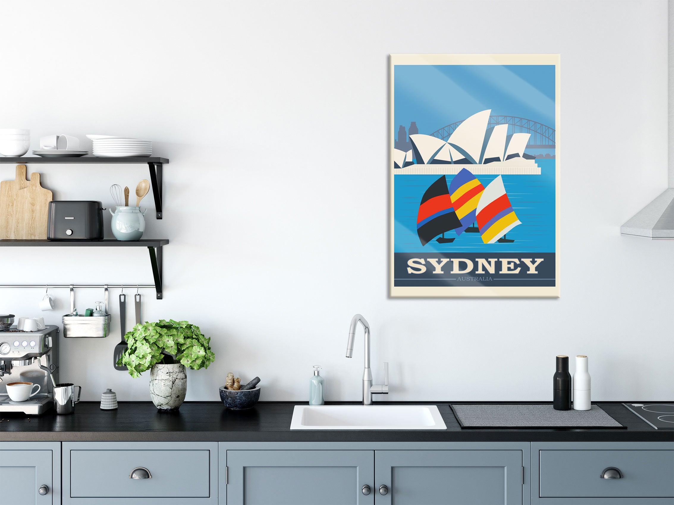 Vintage Poster  - Sydney Segeln I, Glasbild