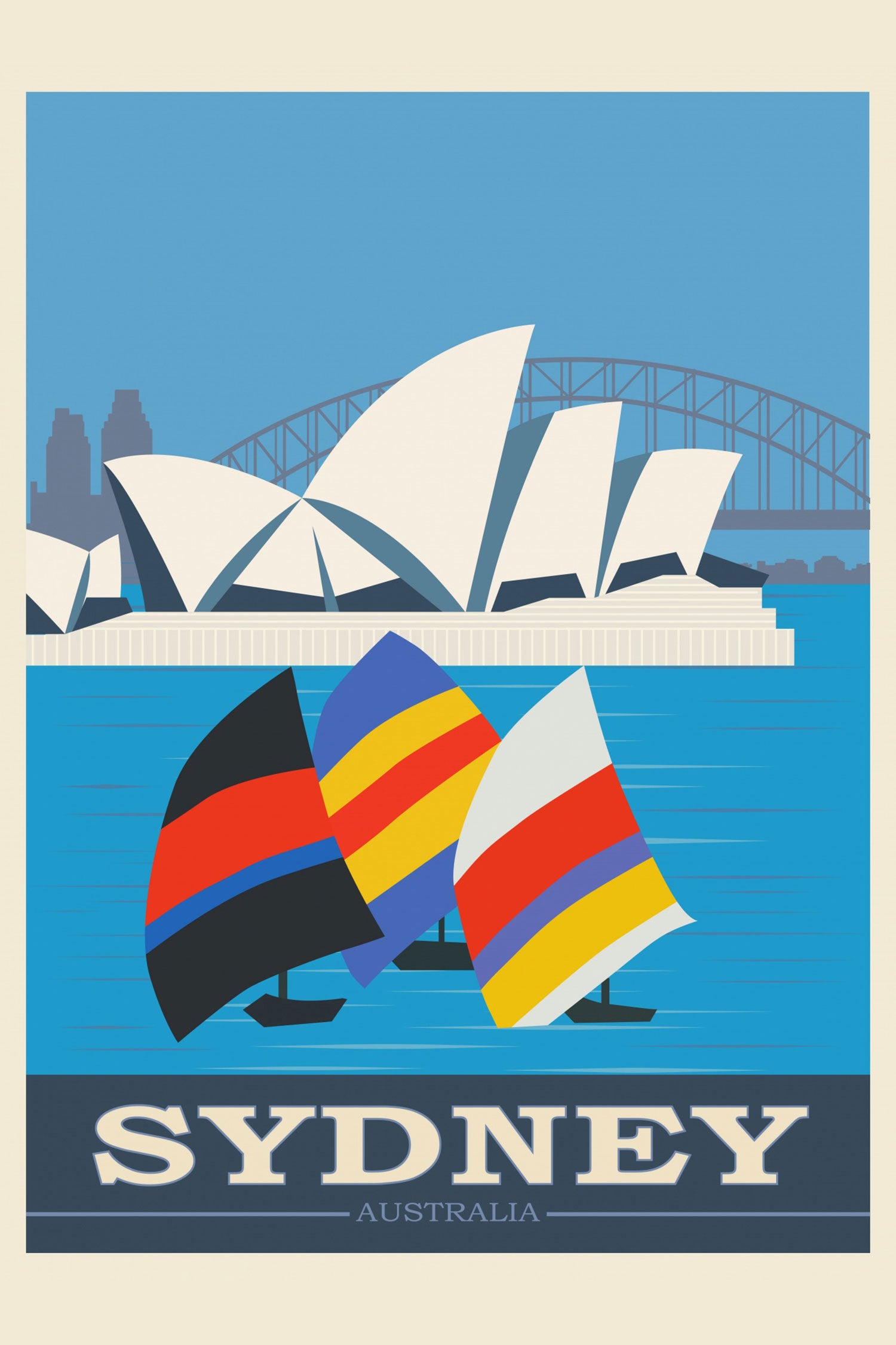 Vintage Poster  - Sydney Segeln I, Glasbild