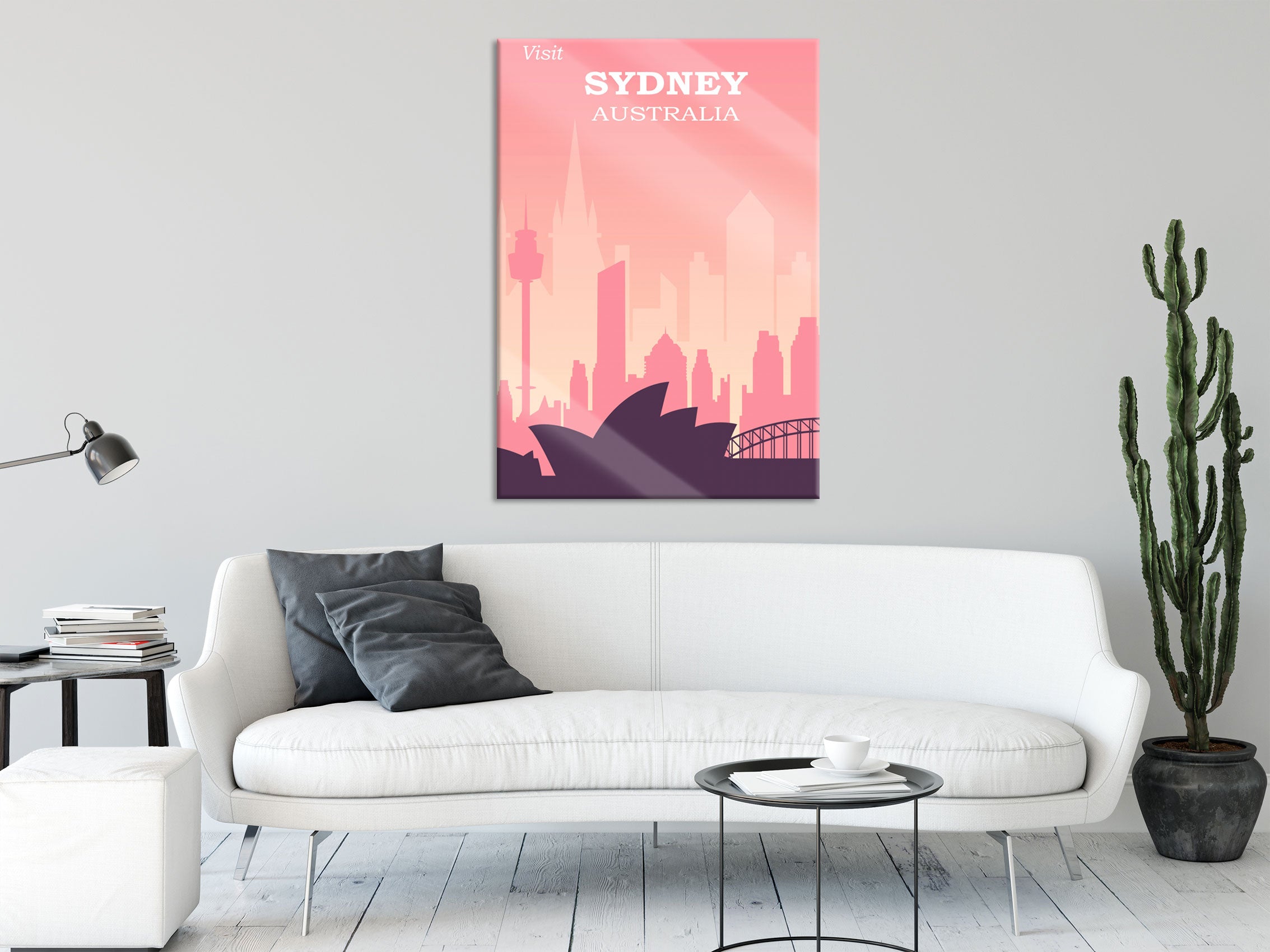 Vintage Poster  - Sydney Skyline II, Glasbild