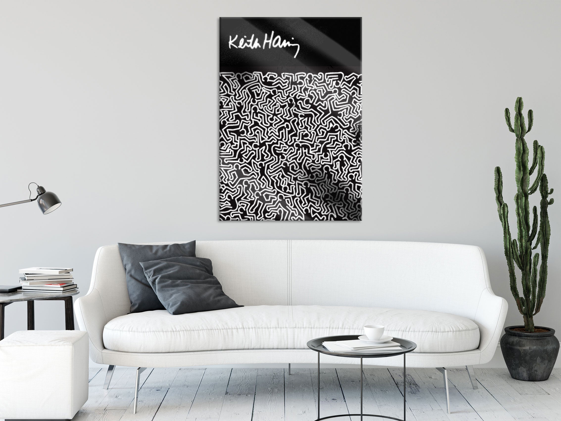 Pop Art  - Keith Scribble Menschen I, Glasbild