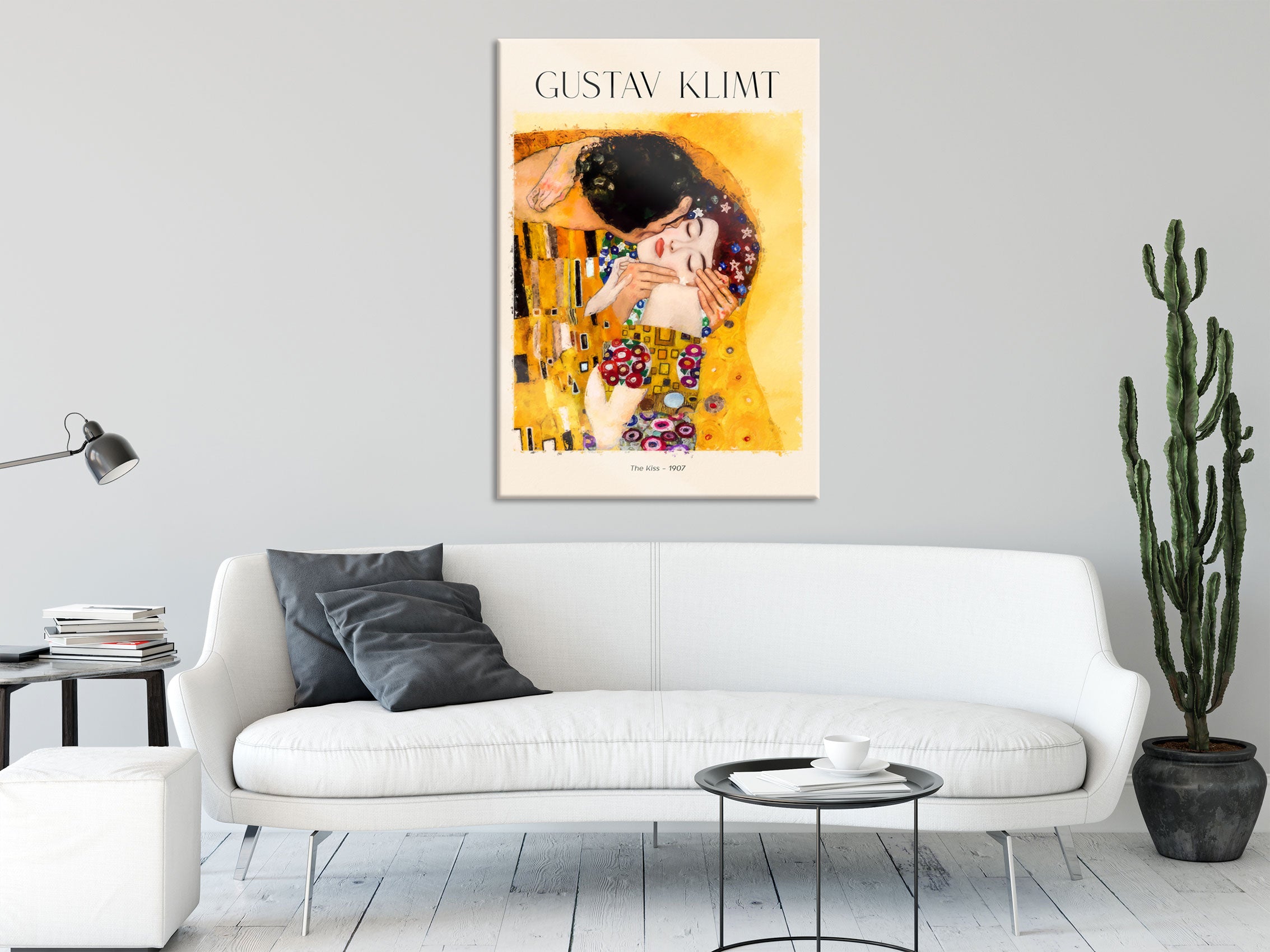 Art Portrait  - Gustav Klimt - Der Kuss, Glasbild