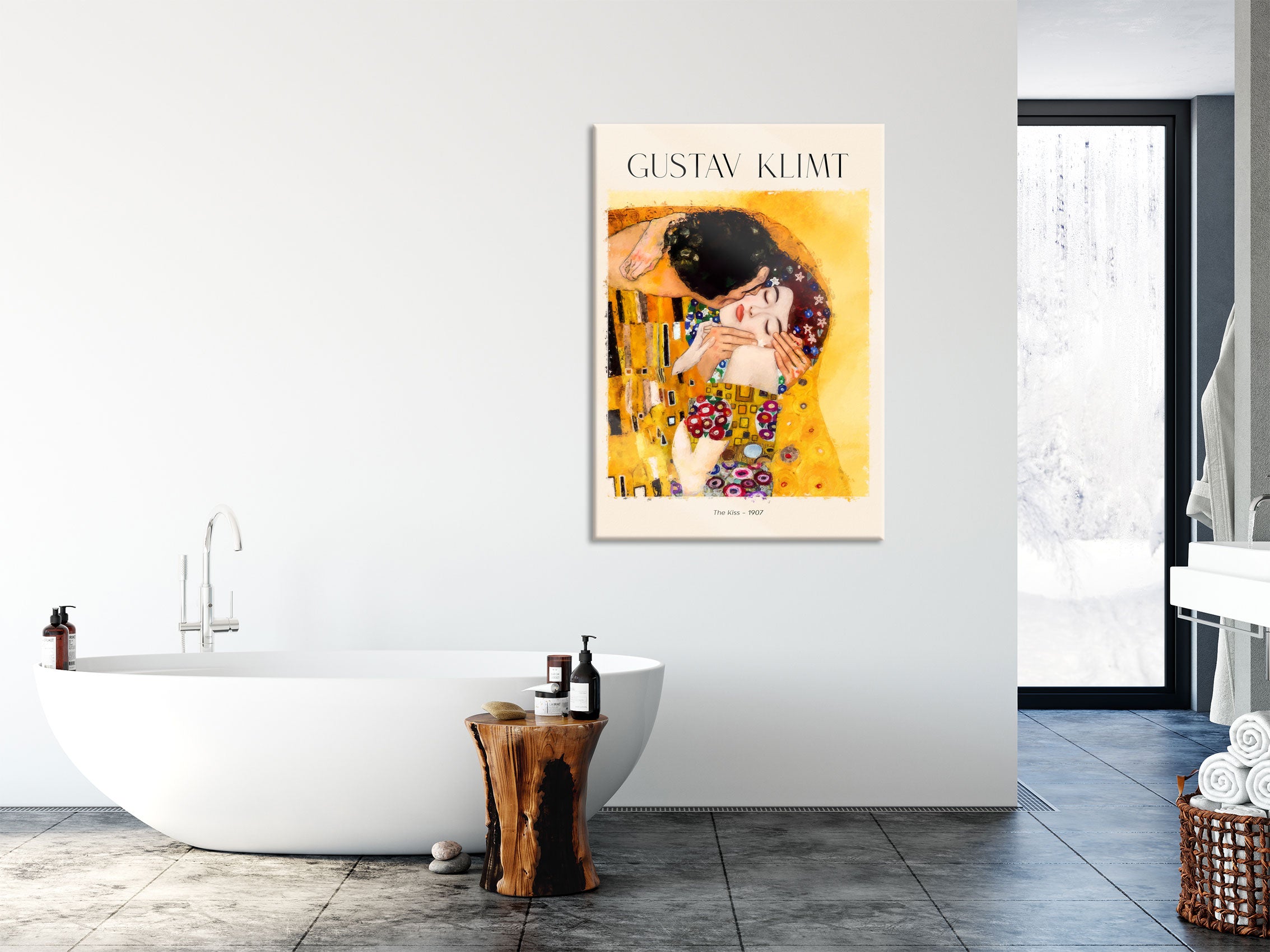 Art Portrait  - Gustav Klimt - Der Kuss, Glasbild