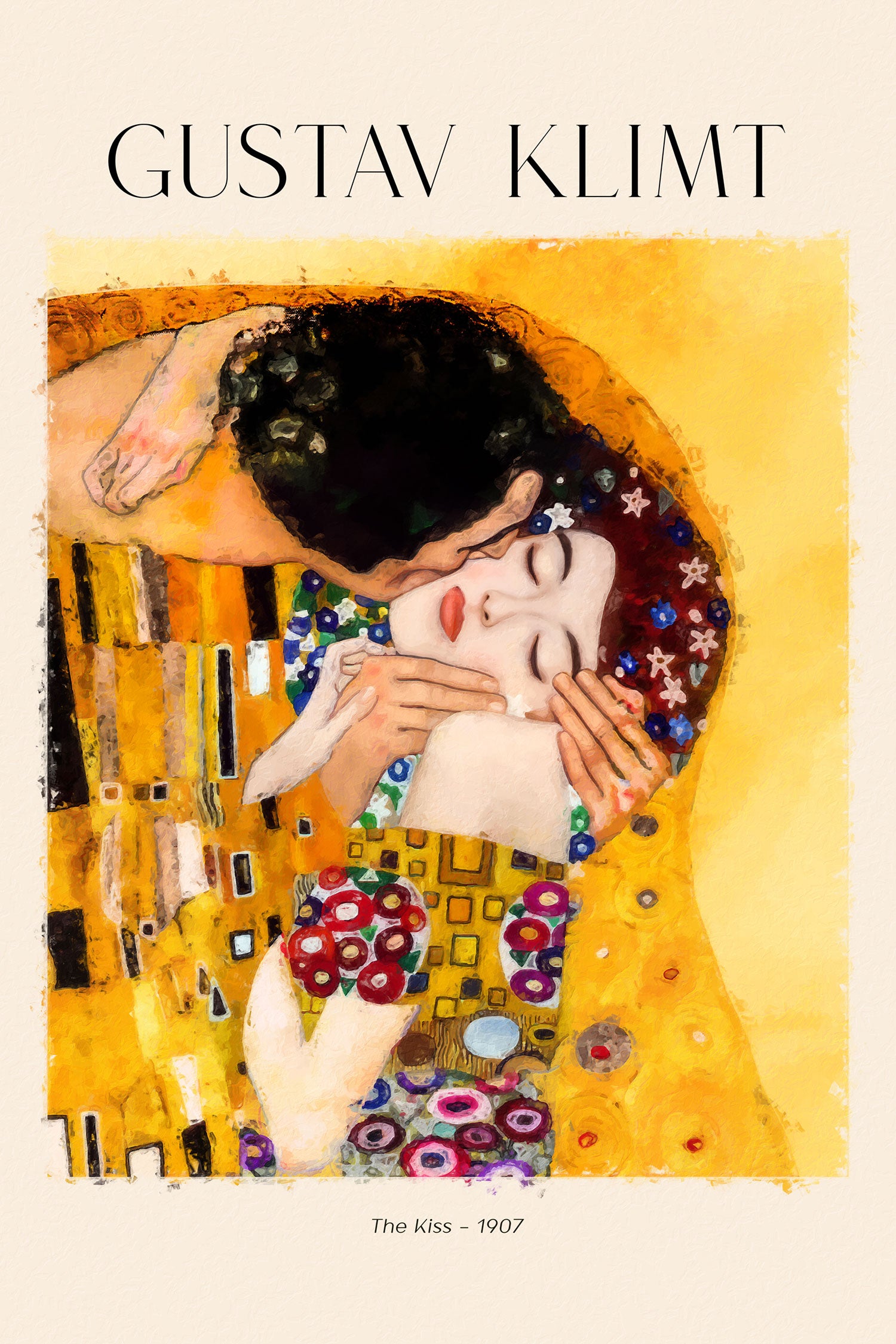 Art Portrait  - Gustav Klimt - Der Kuss, Glasbild