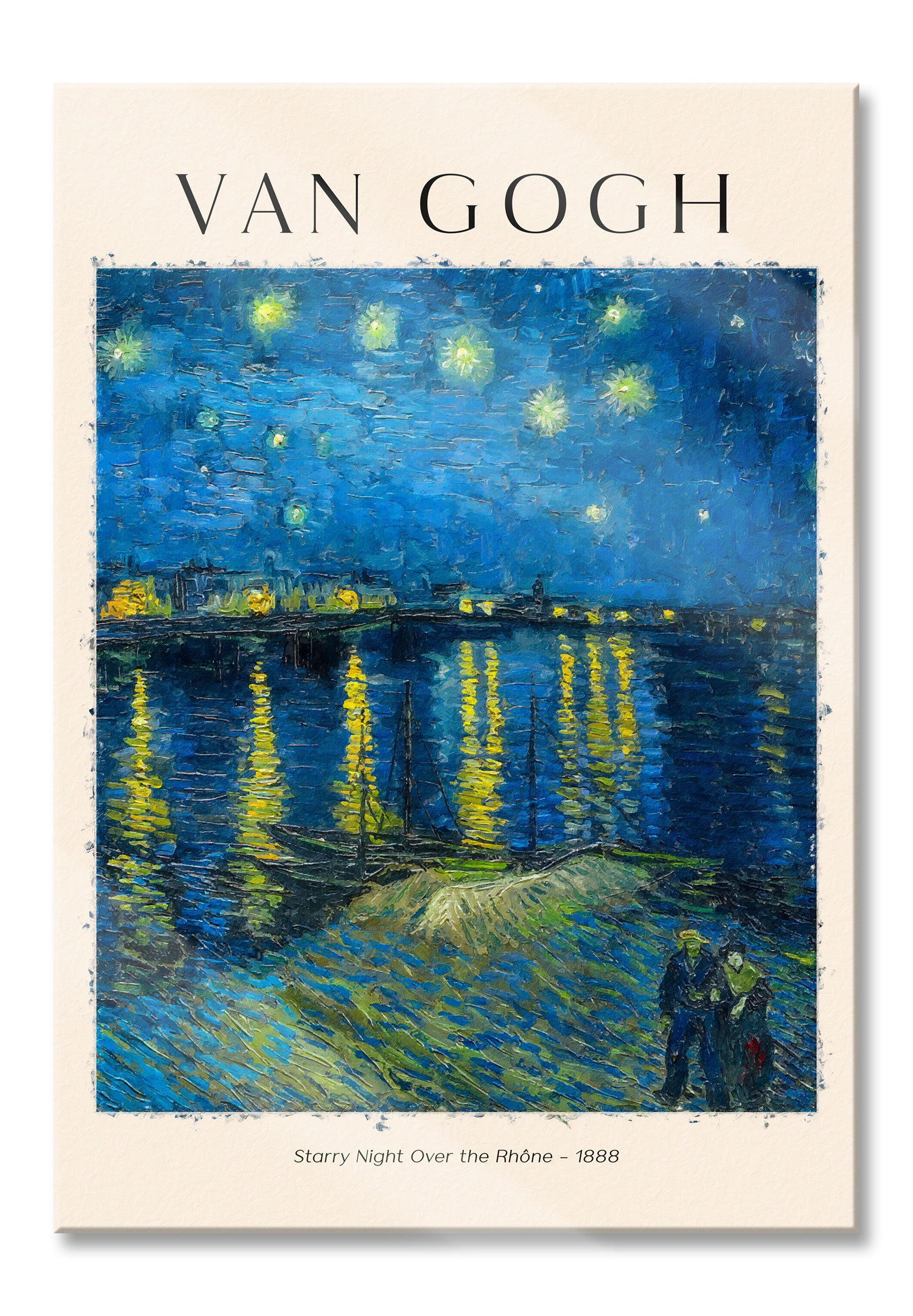 Art Portrait  - Gogh - Sternennacht über der Rhone, Glasbild