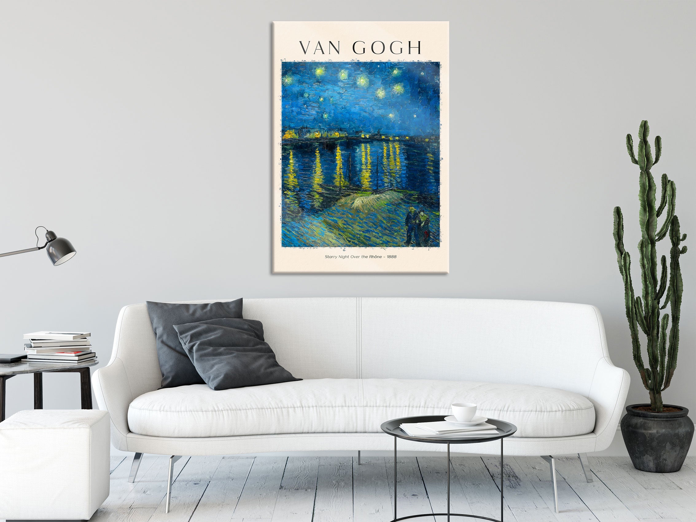 Art Portrait  - Gogh - Sternennacht über der Rhone, Glasbild