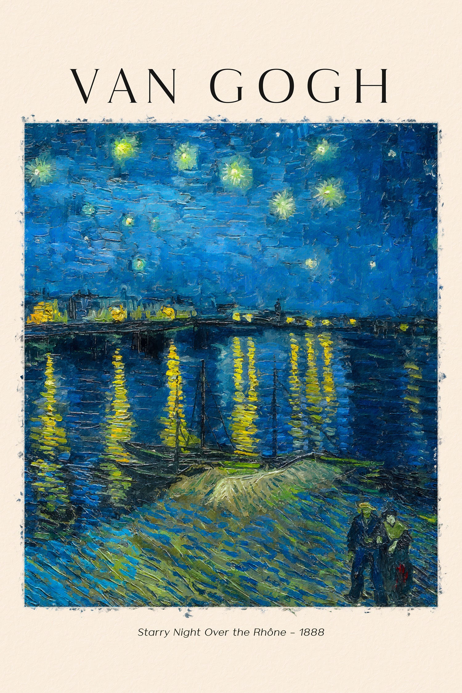 Art Portrait  - Gogh - Sternennacht über der Rhone, Glasbild