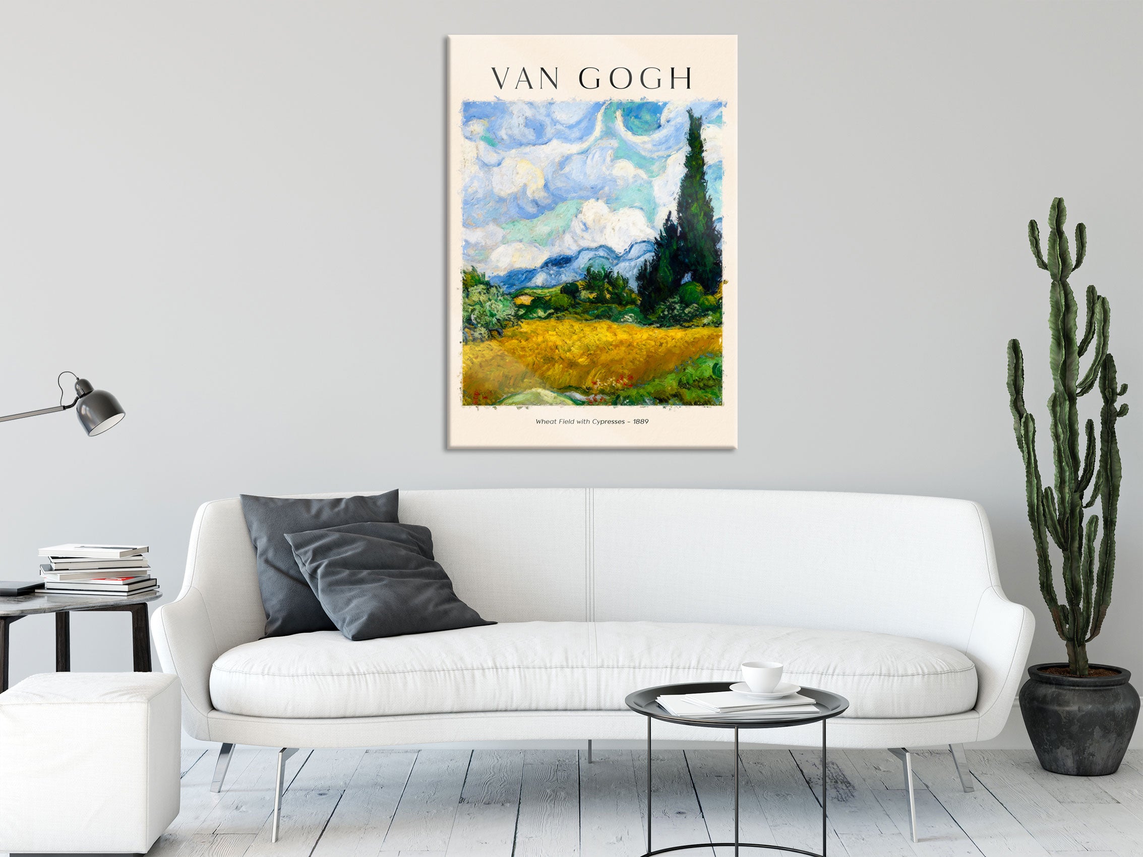 Art Portrait  - Van Gogh - Weizenfeld mit Zypressen, Glasbild