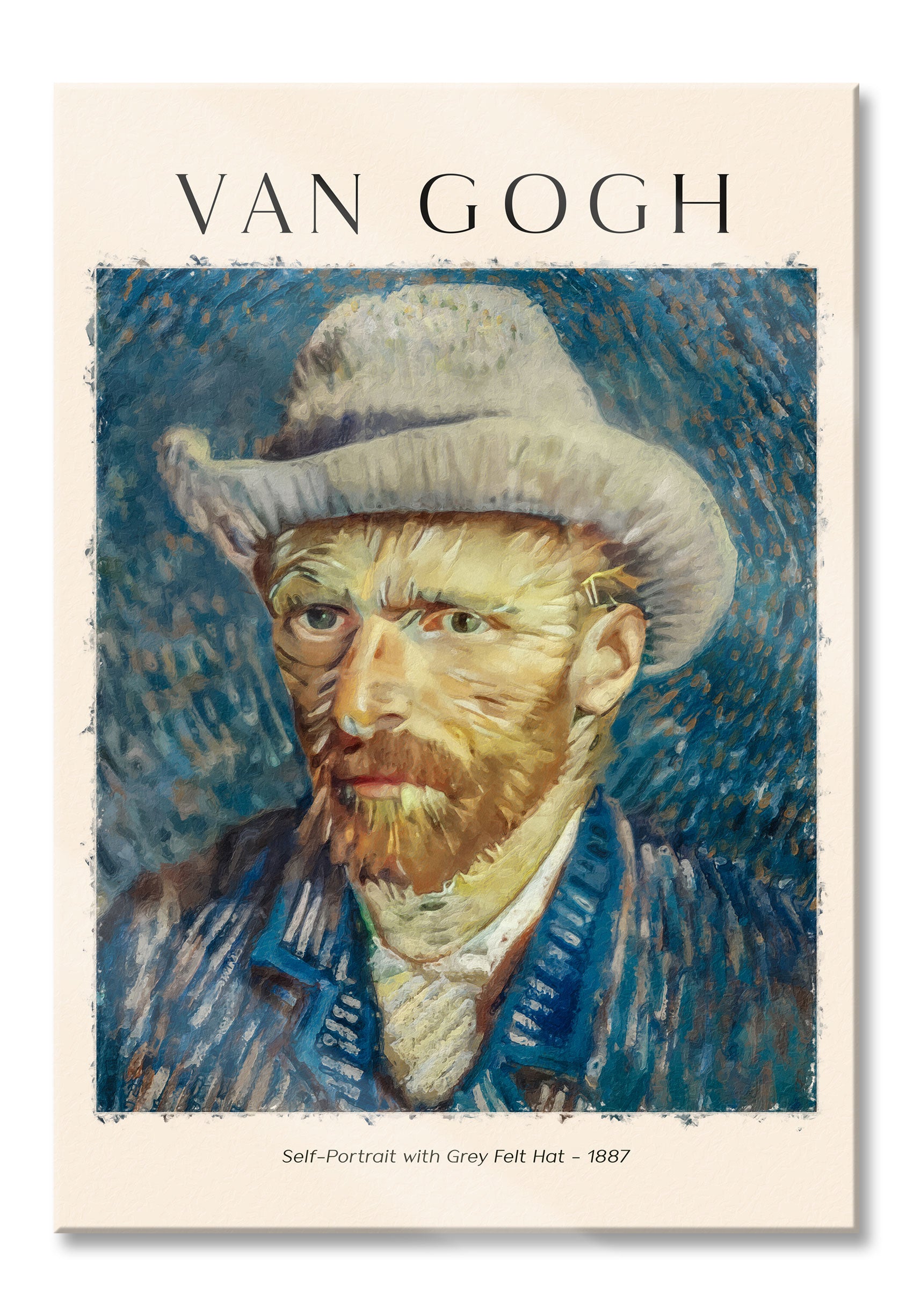 Art Portrait  - Van Gogh - Selbstportrait mit Hut, Glasbild