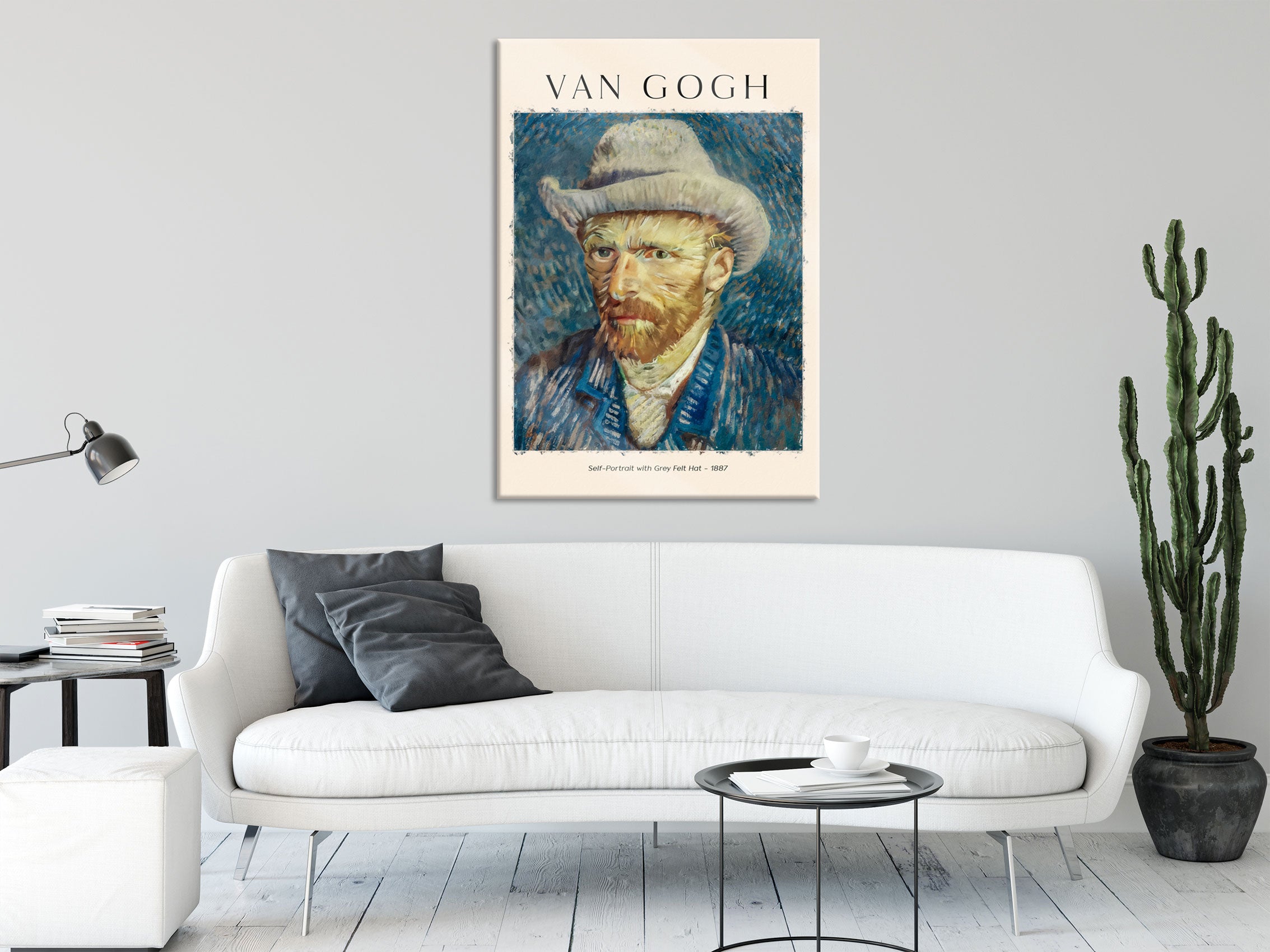 Art Portrait  - Van Gogh - Selbstportrait mit Hut, Glasbild